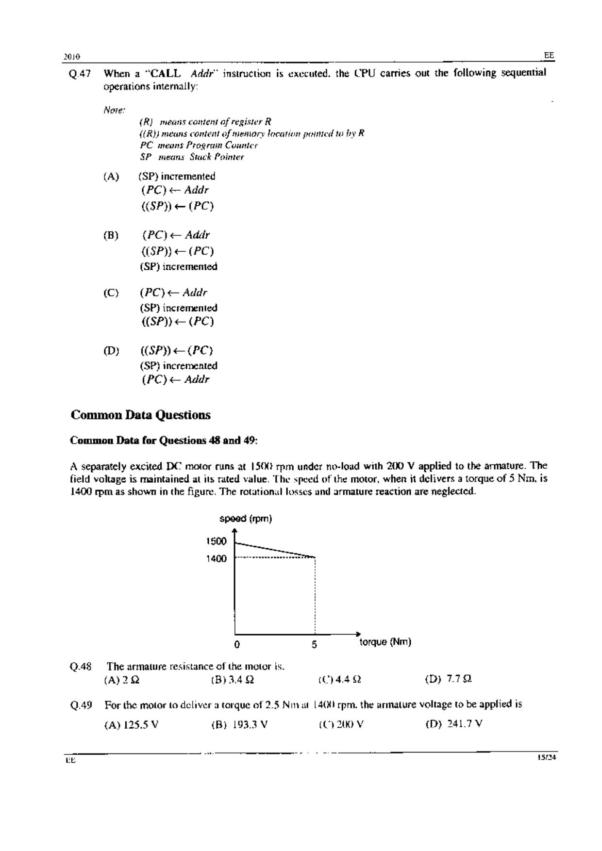 GATE 2010 Electrical Engineering (EE) Question Paper with Answer Key - Page 15