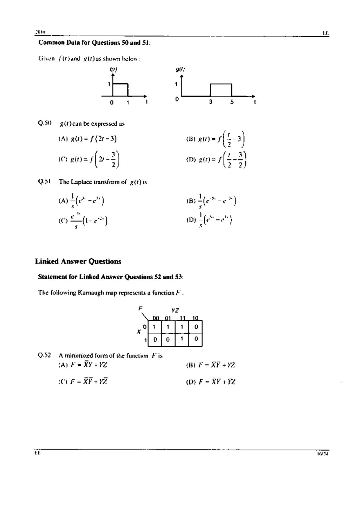 GATE 2010 Electrical Engineering (EE) Question Paper with Answer Key - Page 16