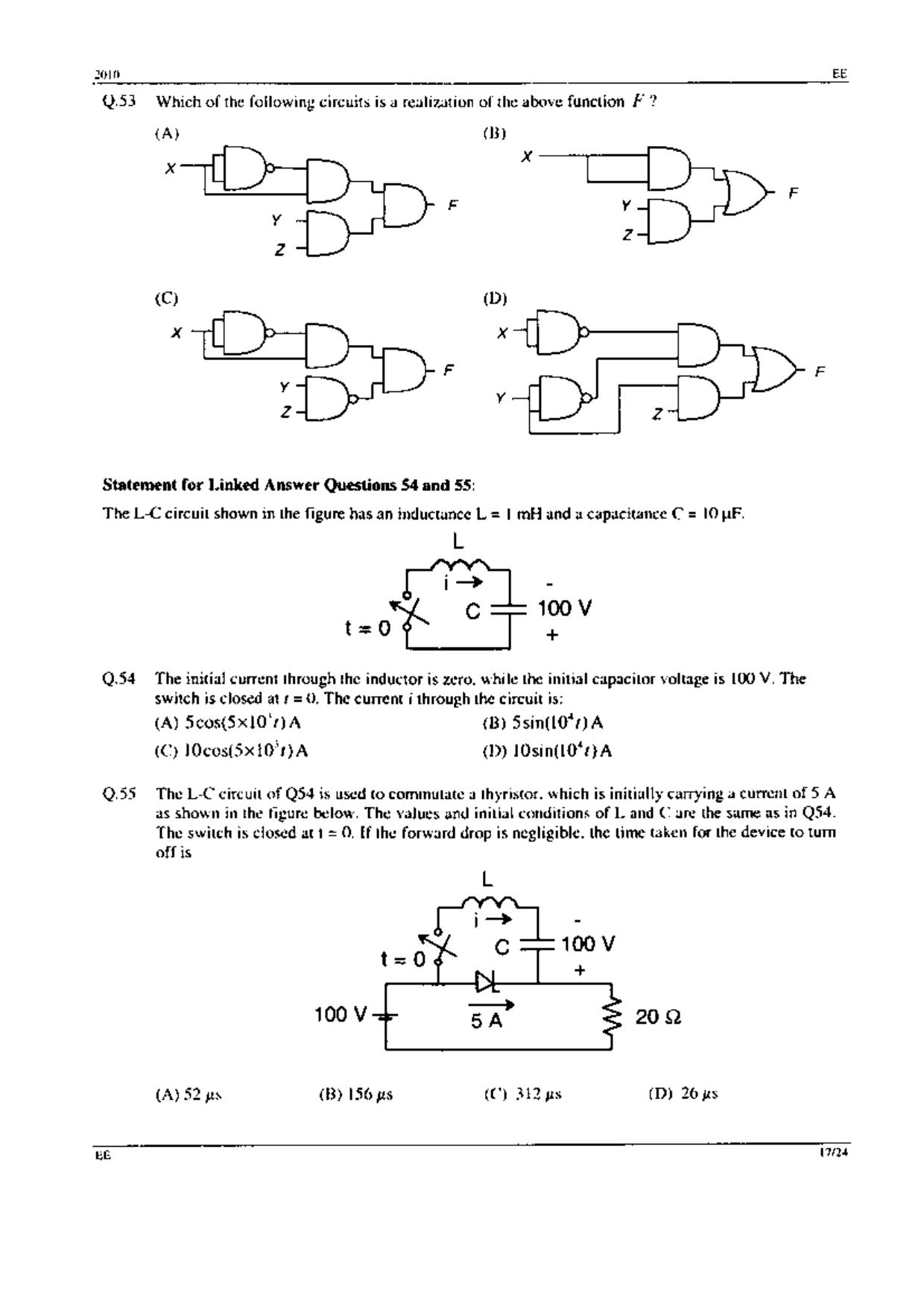 GATE 2010 Electrical Engineering (EE) Question Paper with Answer Key - Page 17