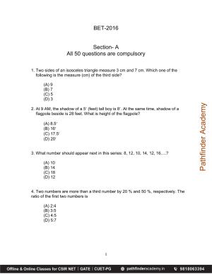 BET 2016 Question Paper