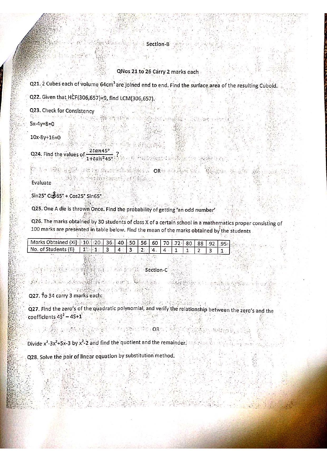 JKBOSE Class 10 Maths Model Question Paper 2023 - Page 3