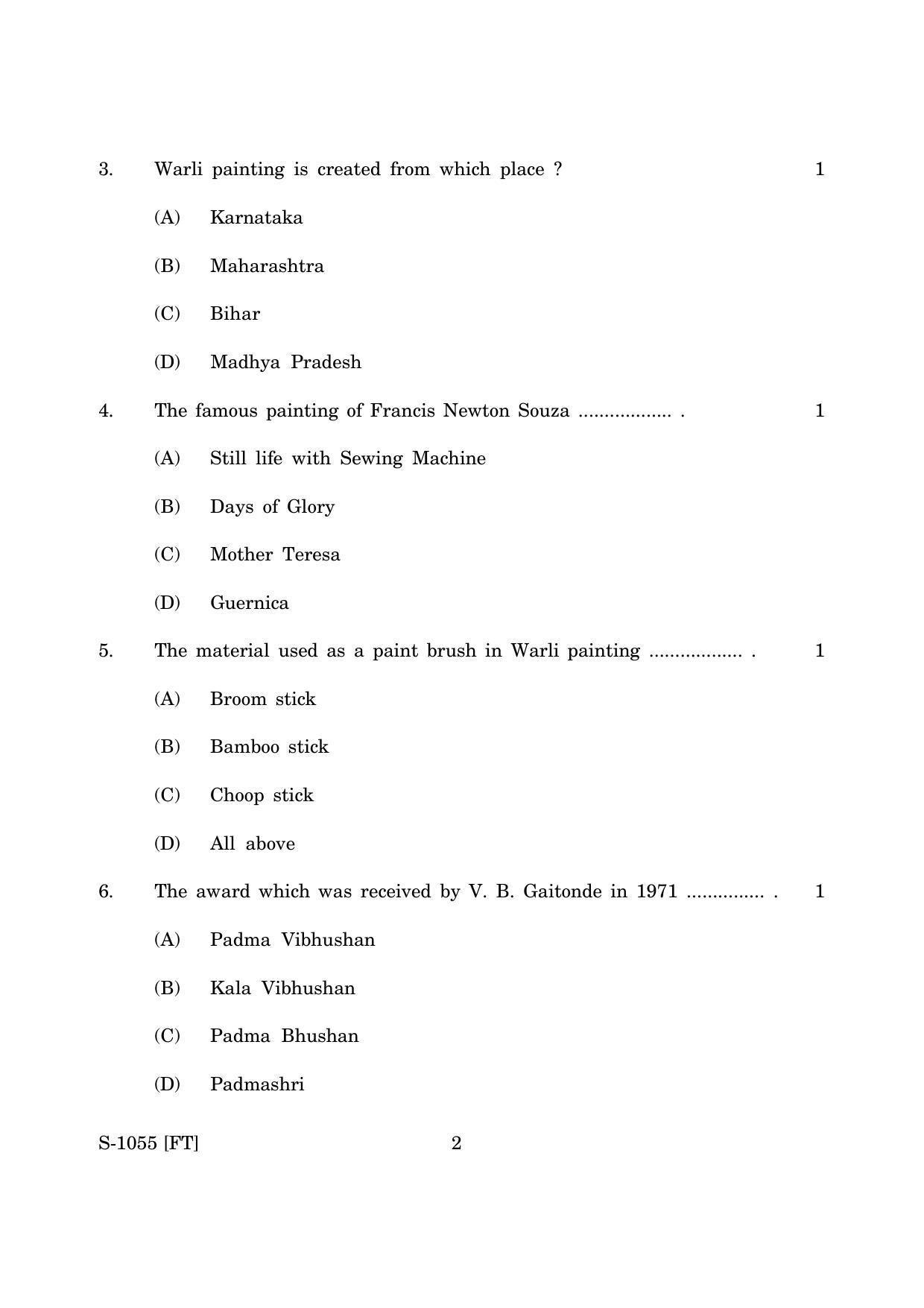 Goa Board Class 10 Fine Art (November 2022) Question Paper - Page 2