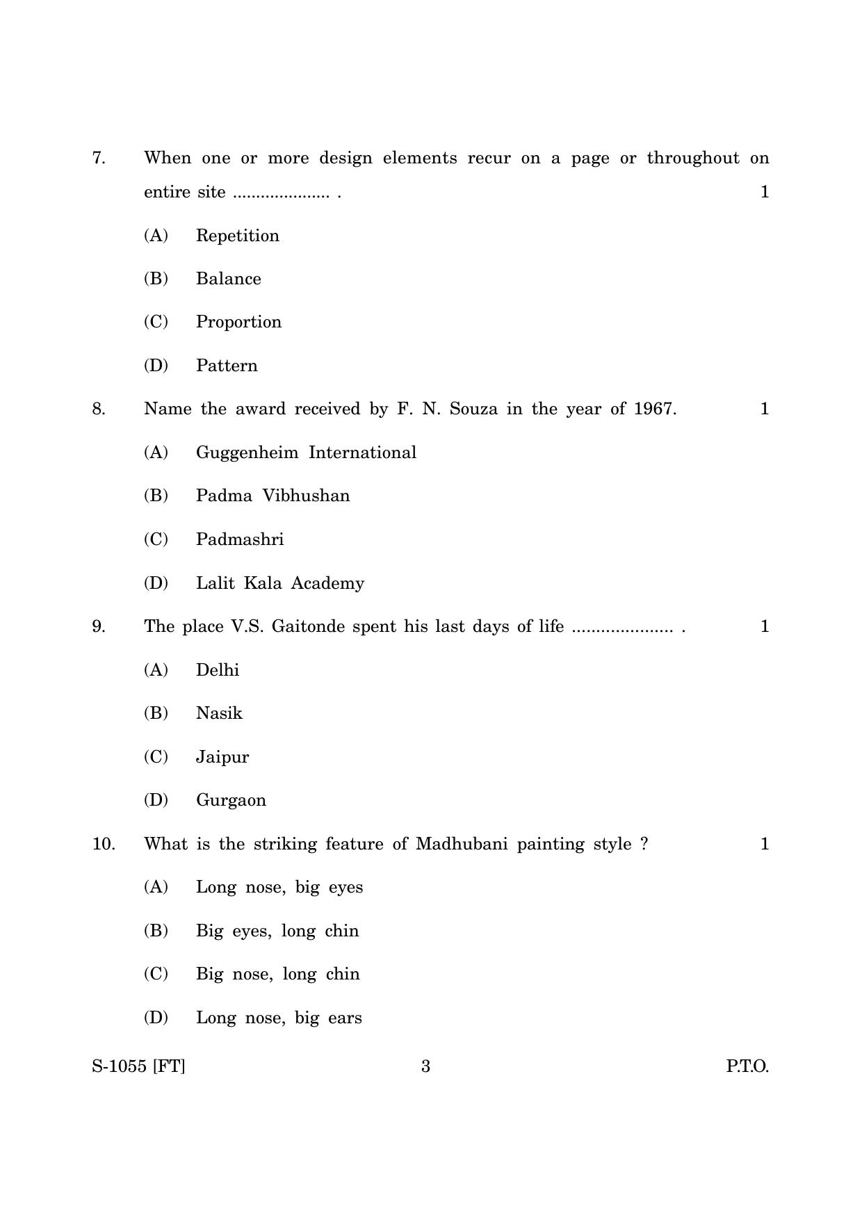 Goa Board Class 10 Fine Art (November 2022) Question Paper - Page 3