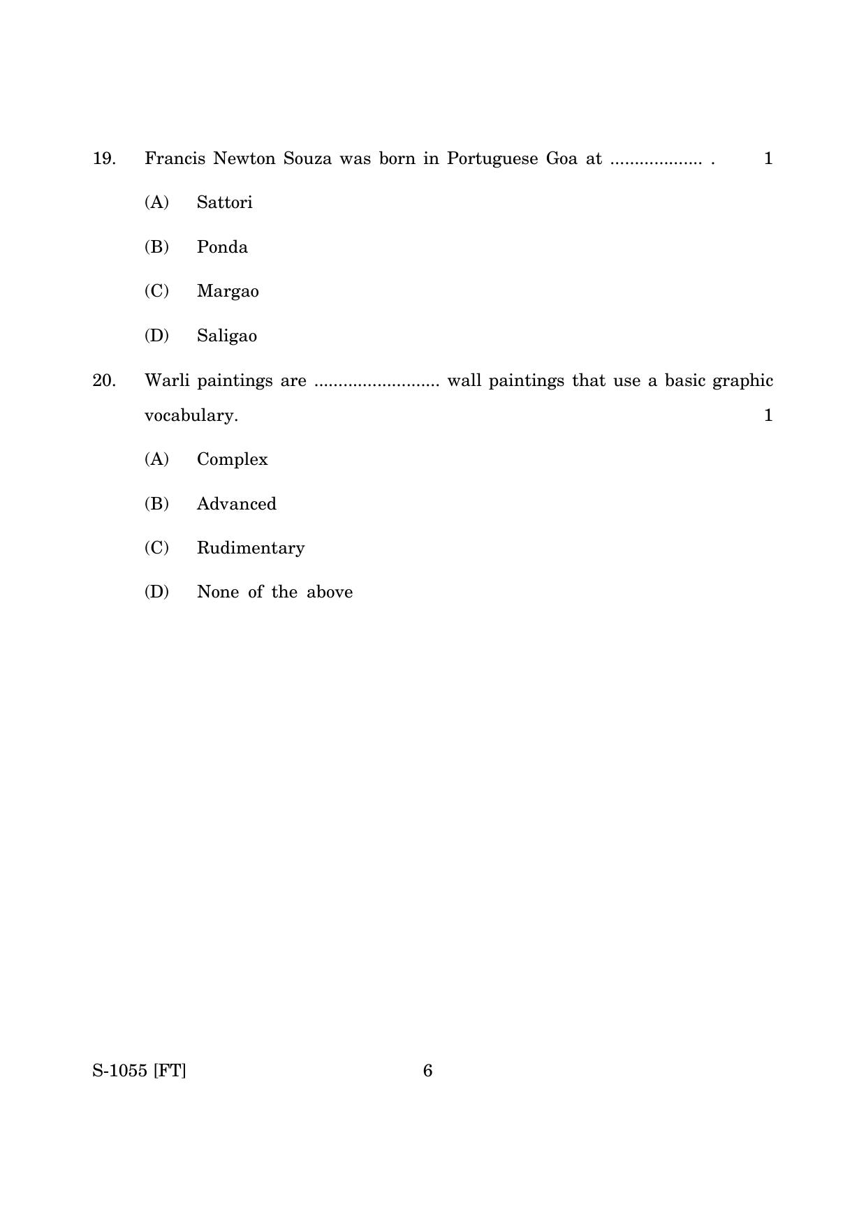 Goa Board Class 10 Fine Art (November 2022) Question Paper - Page 6