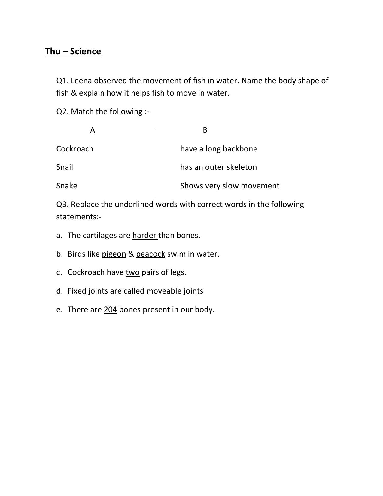 CBSE Worksheets for Class 6 Science Assignment 21 - Page 1