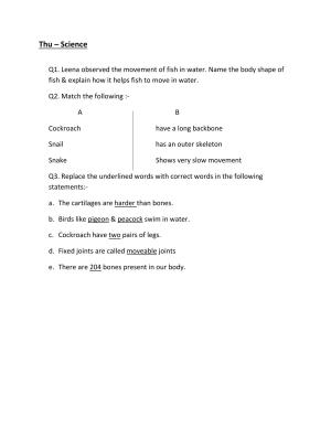 CBSE Worksheets for Class 6 Science Assignment 21