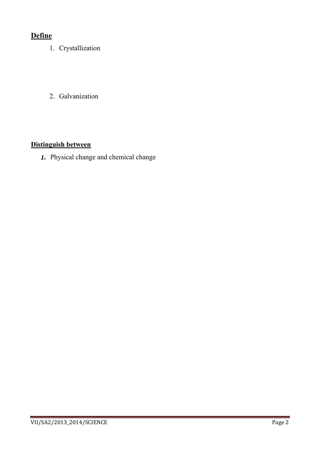CBSE Worksheets for Class 7 Science Physical and Chemical Change Assignment 1 - Page 2