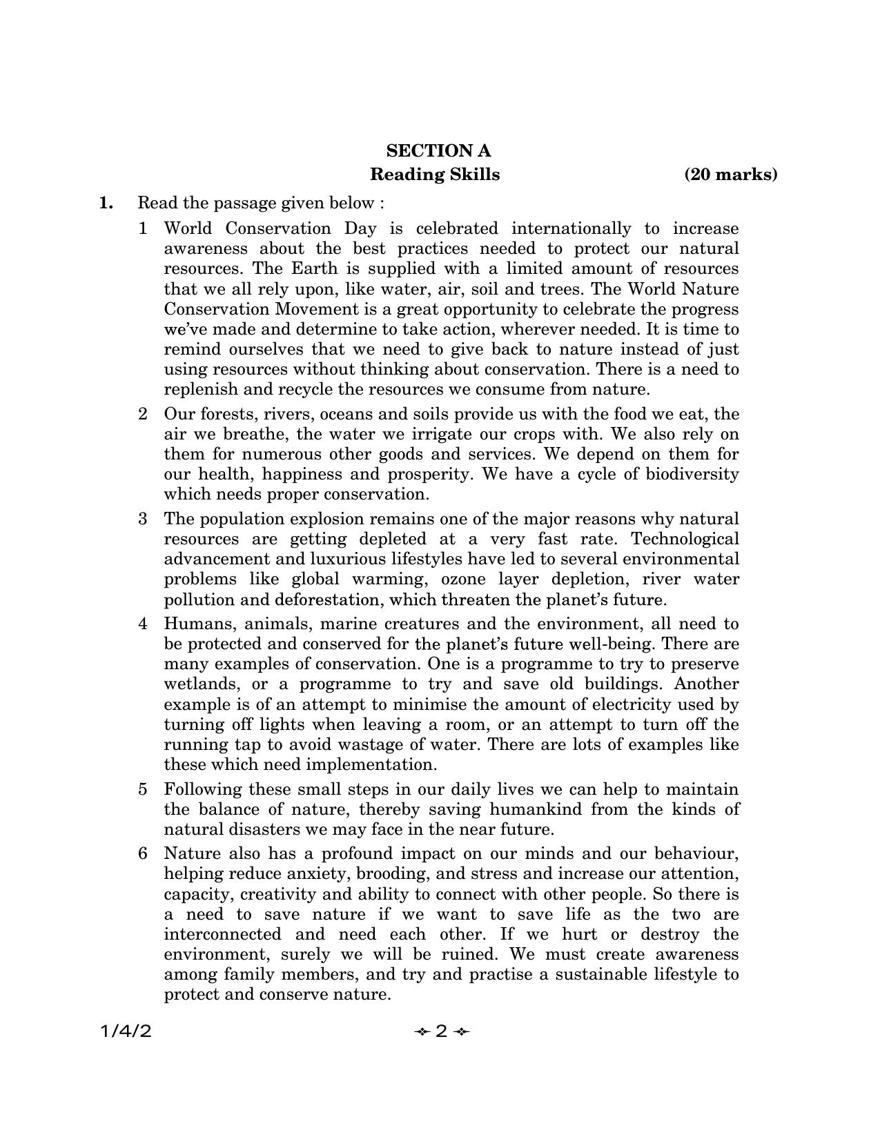 CBSE Class 12 1-4-2 English Core 2023 Question Paper - Page 2