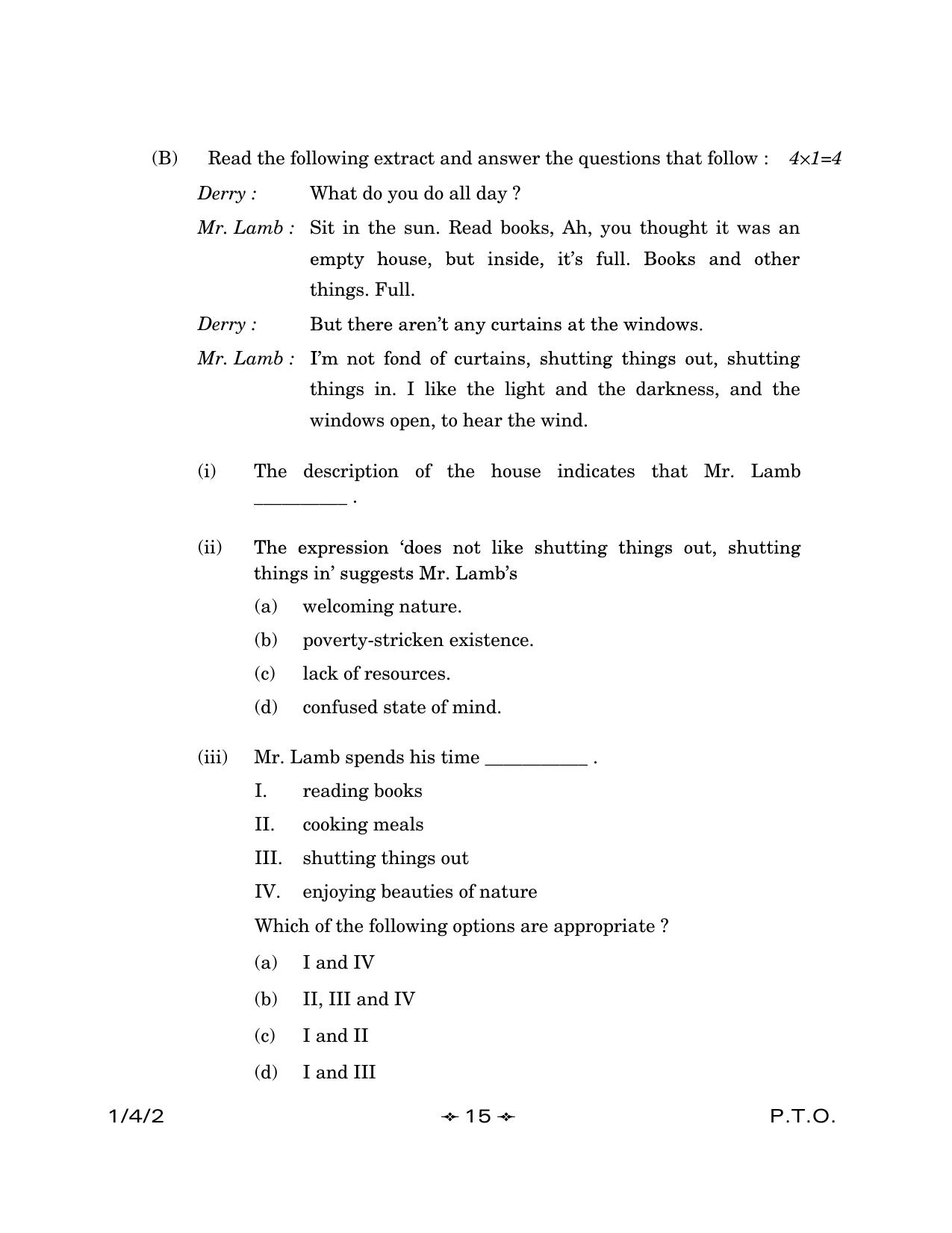 CBSE Class 12 1-4-2 English Core 2023 Question Paper - Page 15