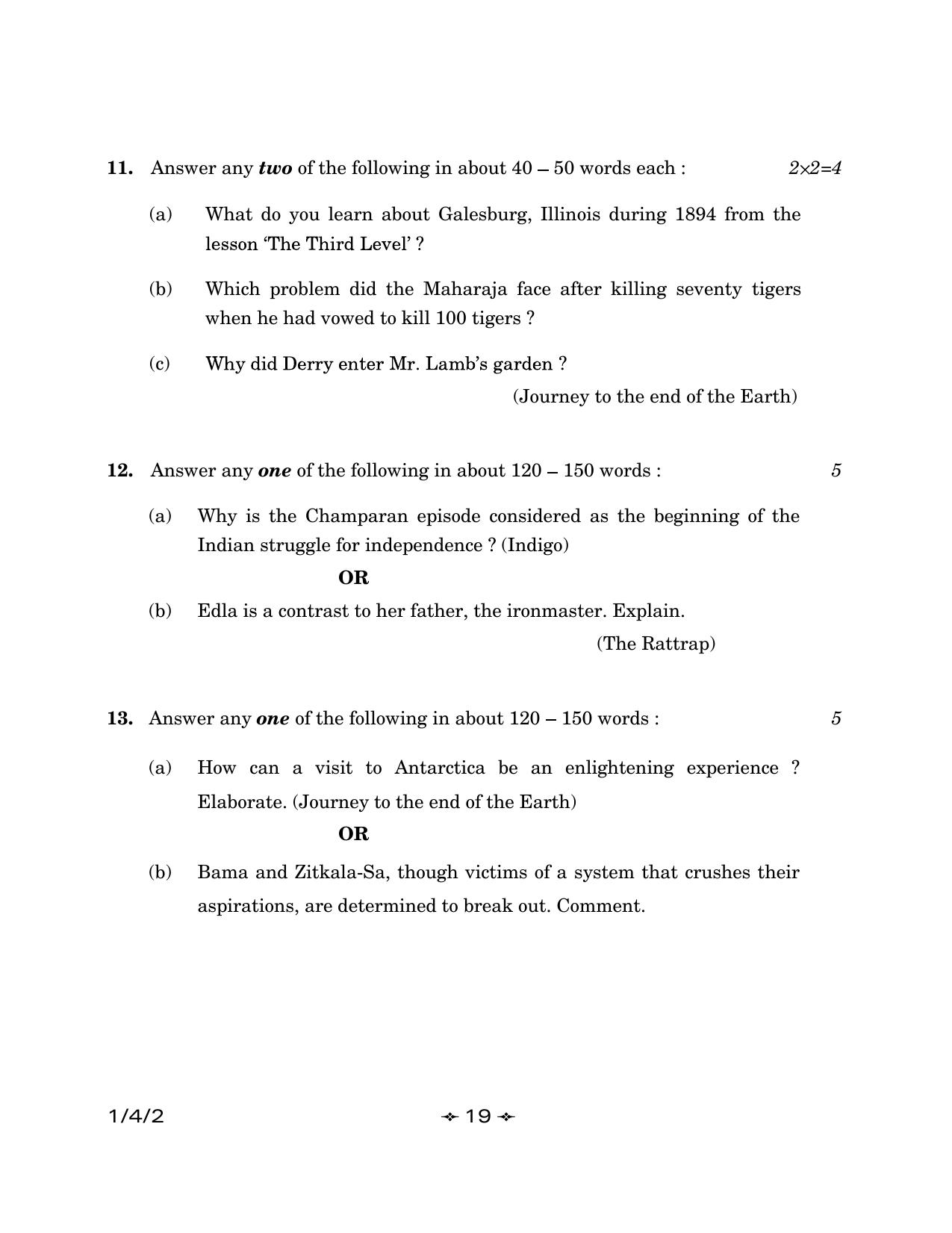 CBSE Class 12 1-4-2 English Core 2023 Question Paper - Page 19