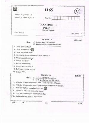 AP Intermediate 2nd Year Vocational Question Paper September-2021 - Taxation-I