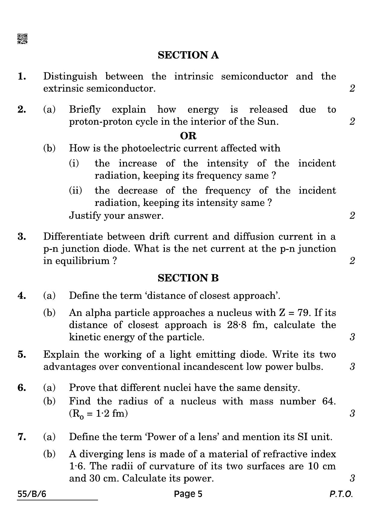 CBSE Class 12 55-B-6 Physics Blind 2022 Compartment Question Paper - Page 5
