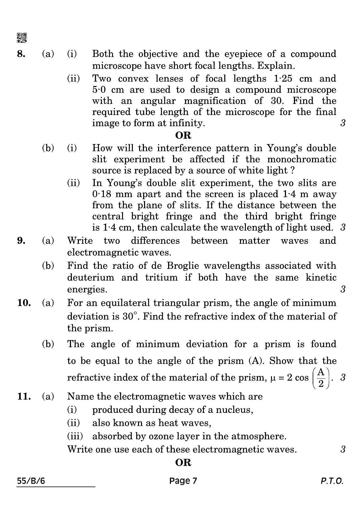 CBSE Class 12 55-B-6 Physics Blind 2022 Compartment Question Paper - Page 7