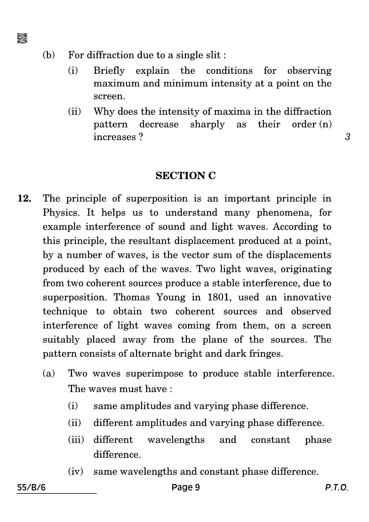 CBSE Class 12 55-B-6 Physics Blind 2022 Compartment Question Paper - Page 9