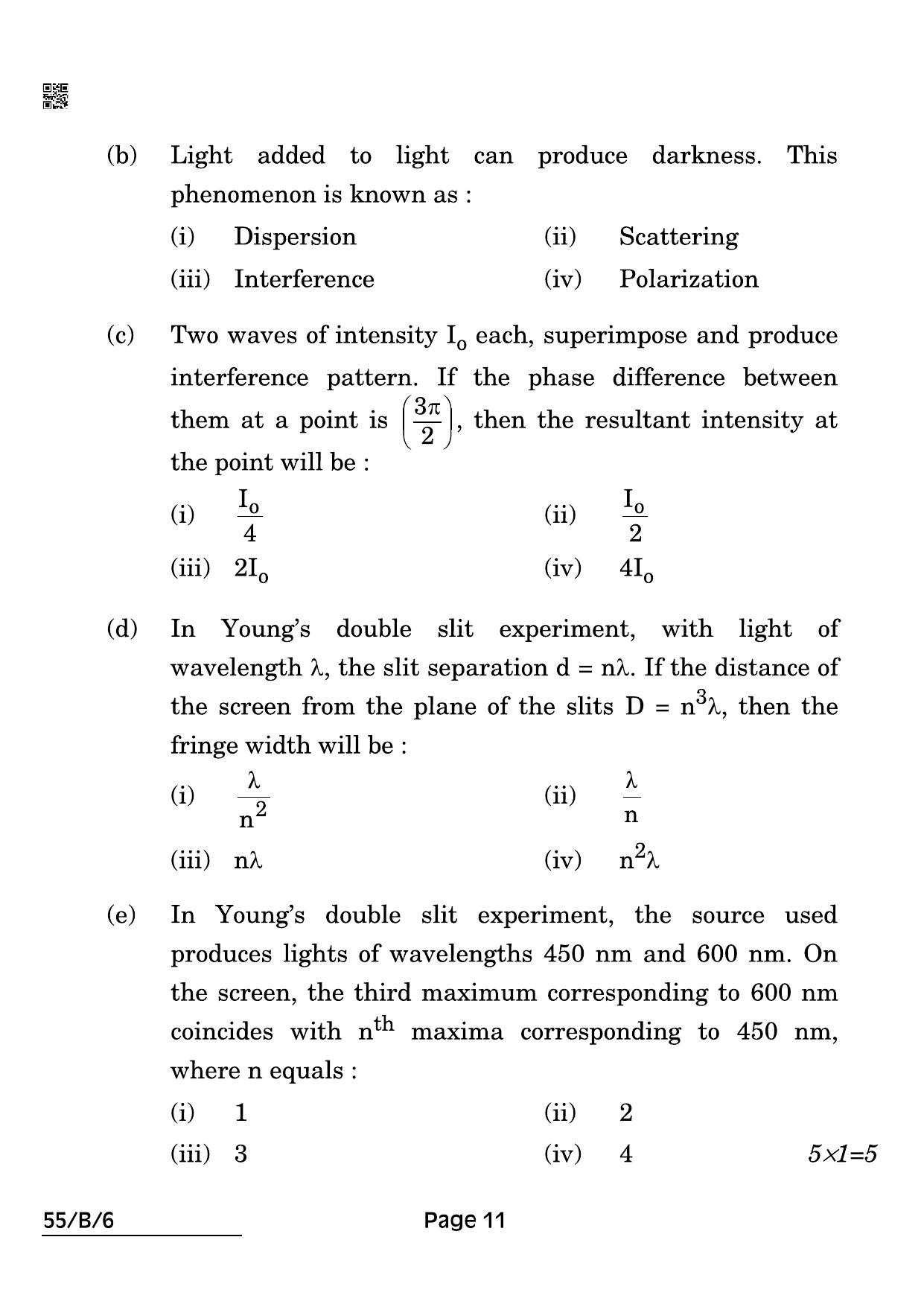 CBSE Class 12 55-B-6 Physics Blind 2022 Compartment Question Paper - Page 11