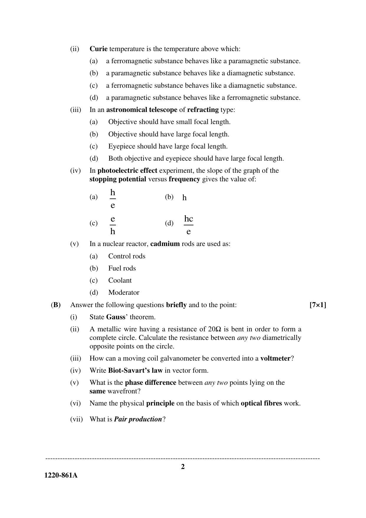ISC Class 12 2020 Physics Paper I Question Paper - Page 2