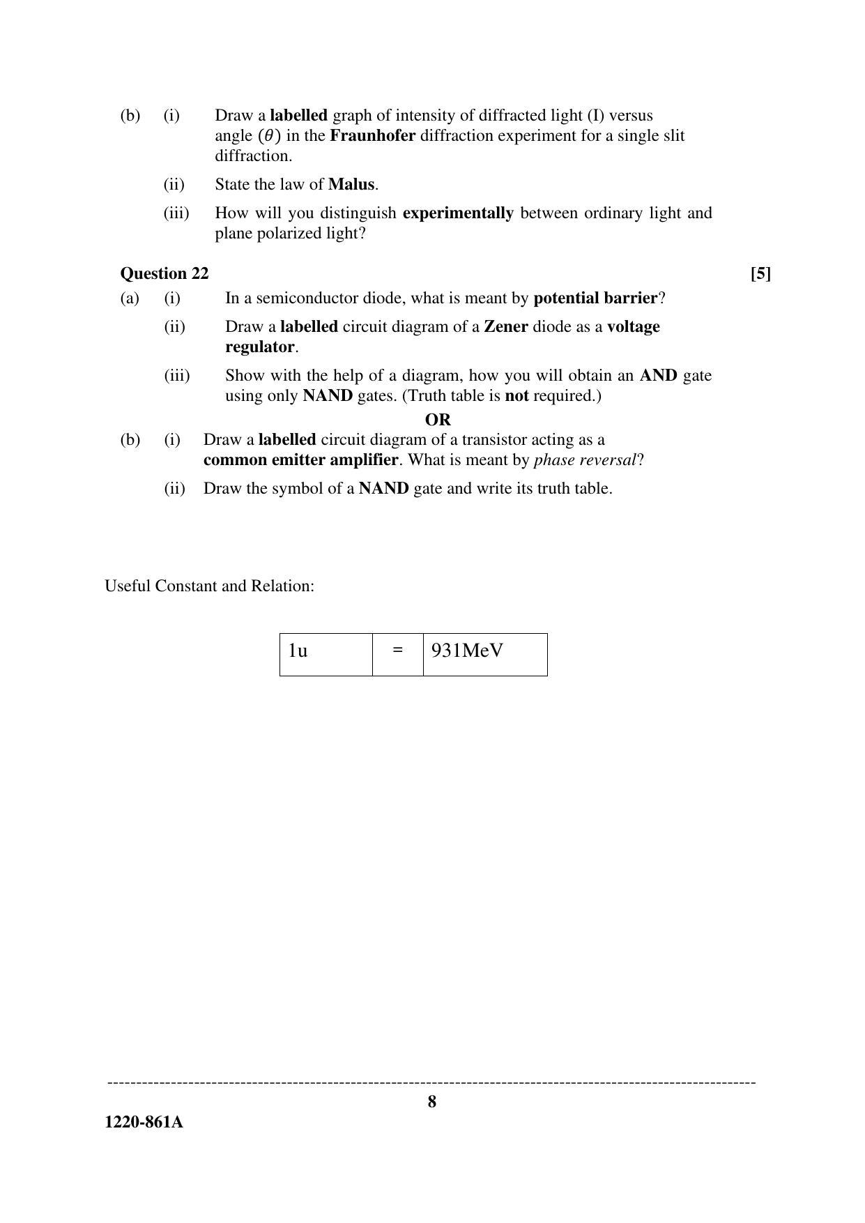ISC Class 12 2020 Physics Paper I Question Paper - Page 8
