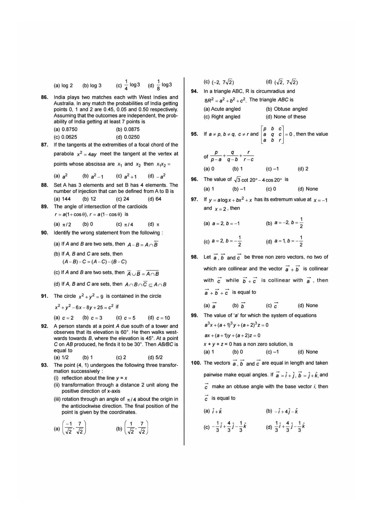 NIMCET 2010 Question Paper - Page 6