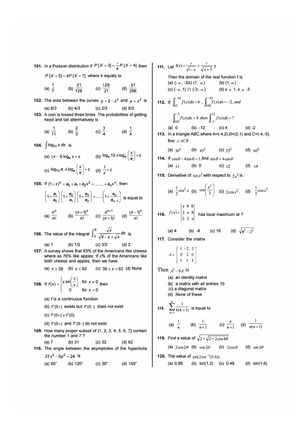 NIMCET 2010 Question Paper - Page 7