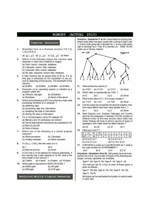 NIMCET 2010 Question Paper