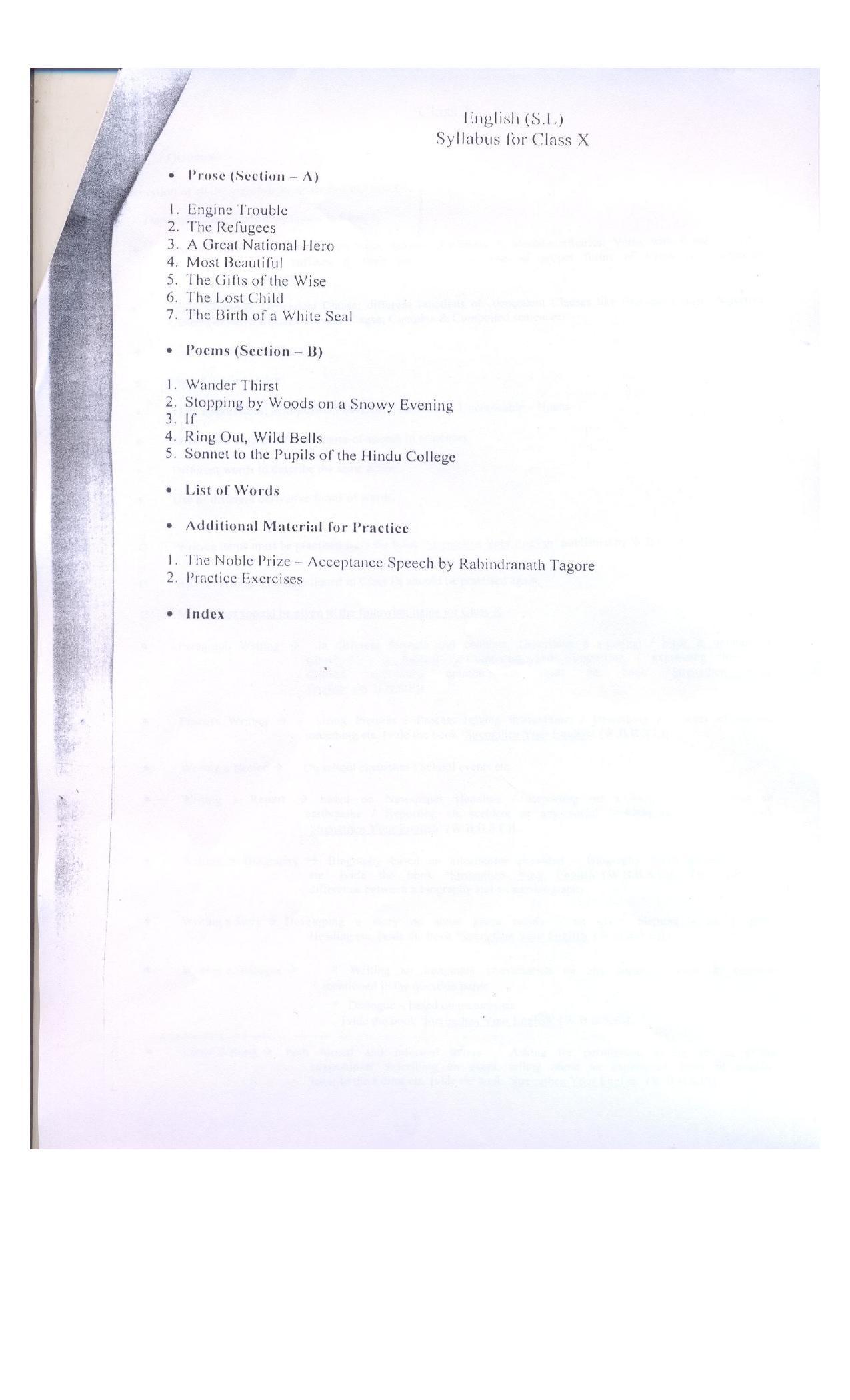 WBBSE Class 10th  Syllabus [English ( SL )] - Page 6