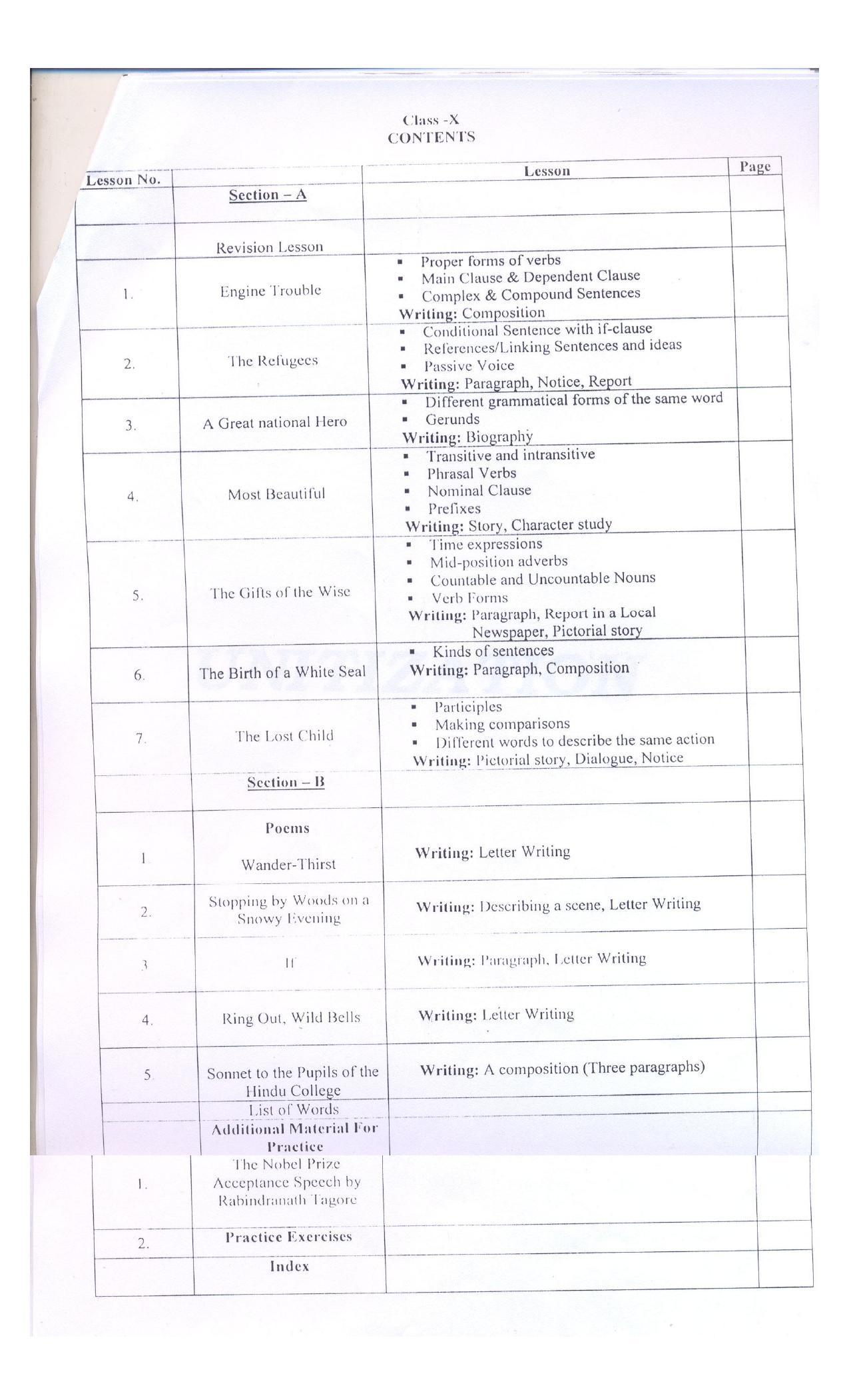 WBBSE Class 10th  Syllabus [English ( SL )] - Page 8