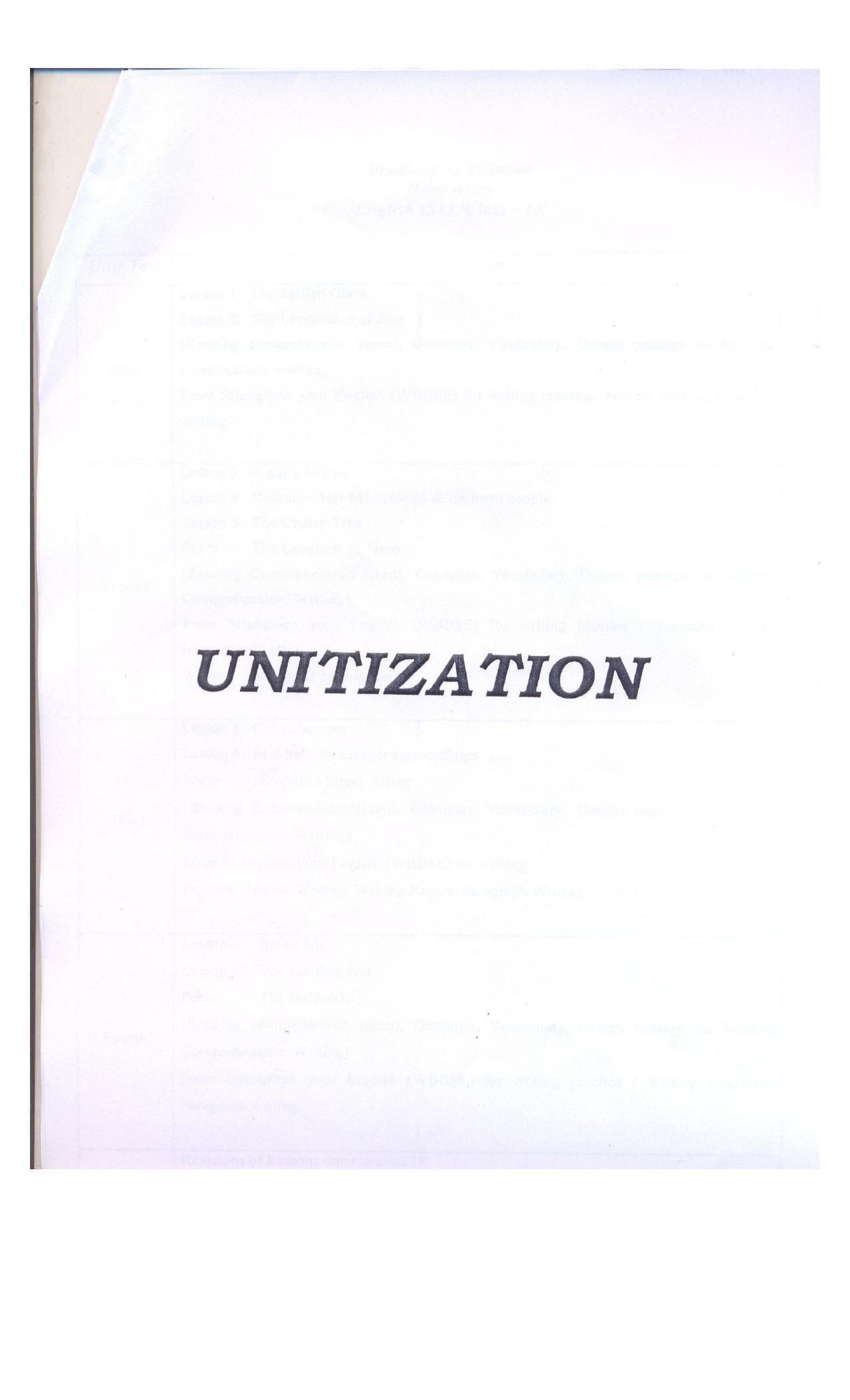 WBBSE Class 10th  Syllabus [English ( SL )] - Page 9