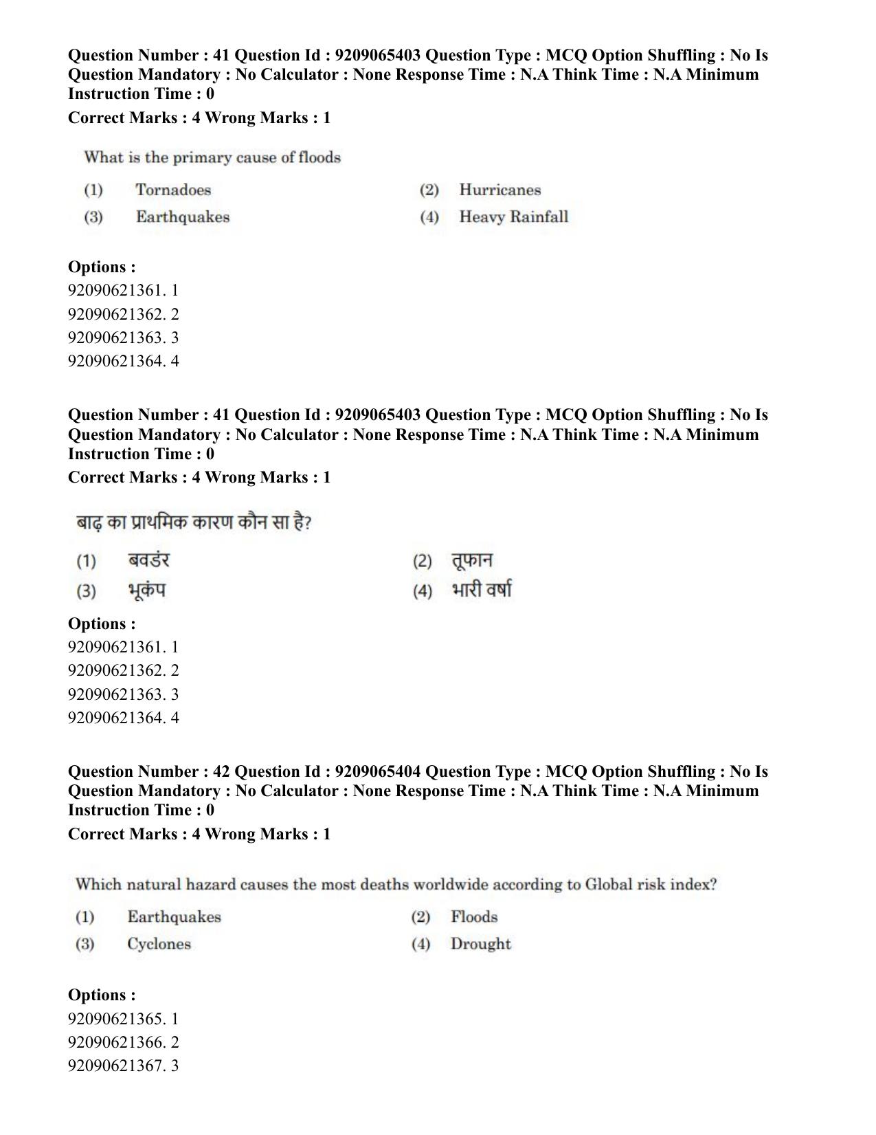CUET PG 2023: COQP09 – Disaster Studies (Hindi)-Shift 2 (06-06-2023) Question Paper - Page 37