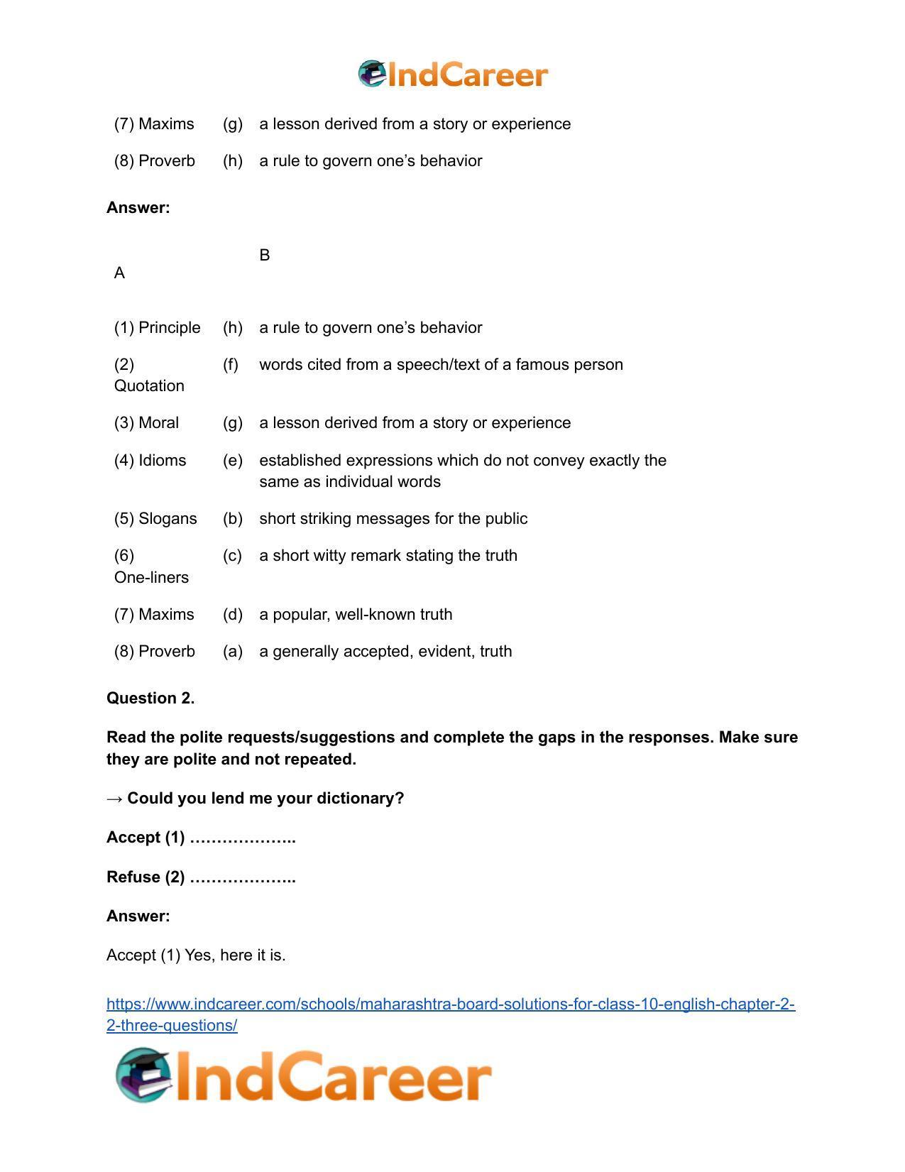Maharashtra Board Solutions for Class 10- English: Chapter 2.2- Three Questions - Page 3