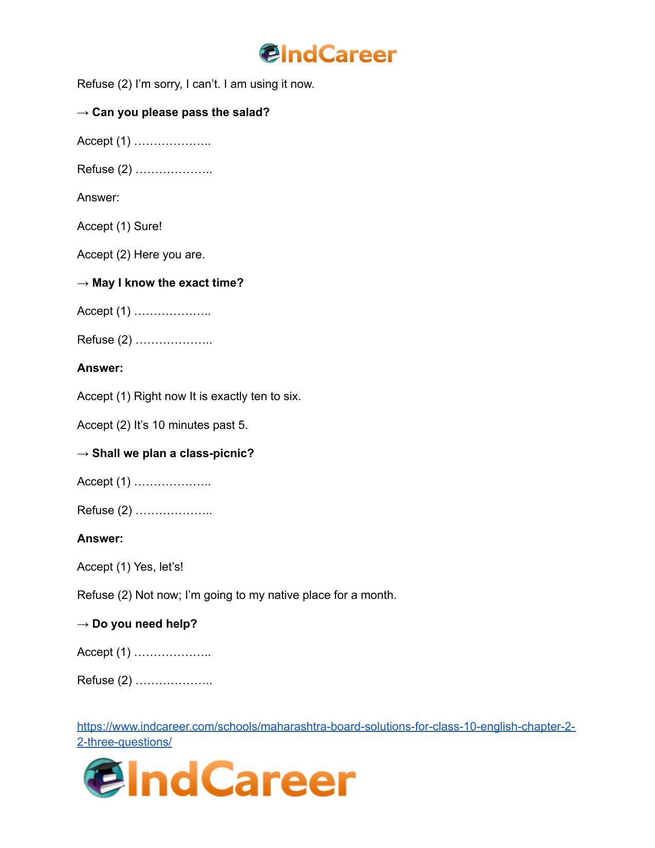 Maharashtra Board Solutions for Class 10- English: Chapter 2.2- Three Questions - Page 4