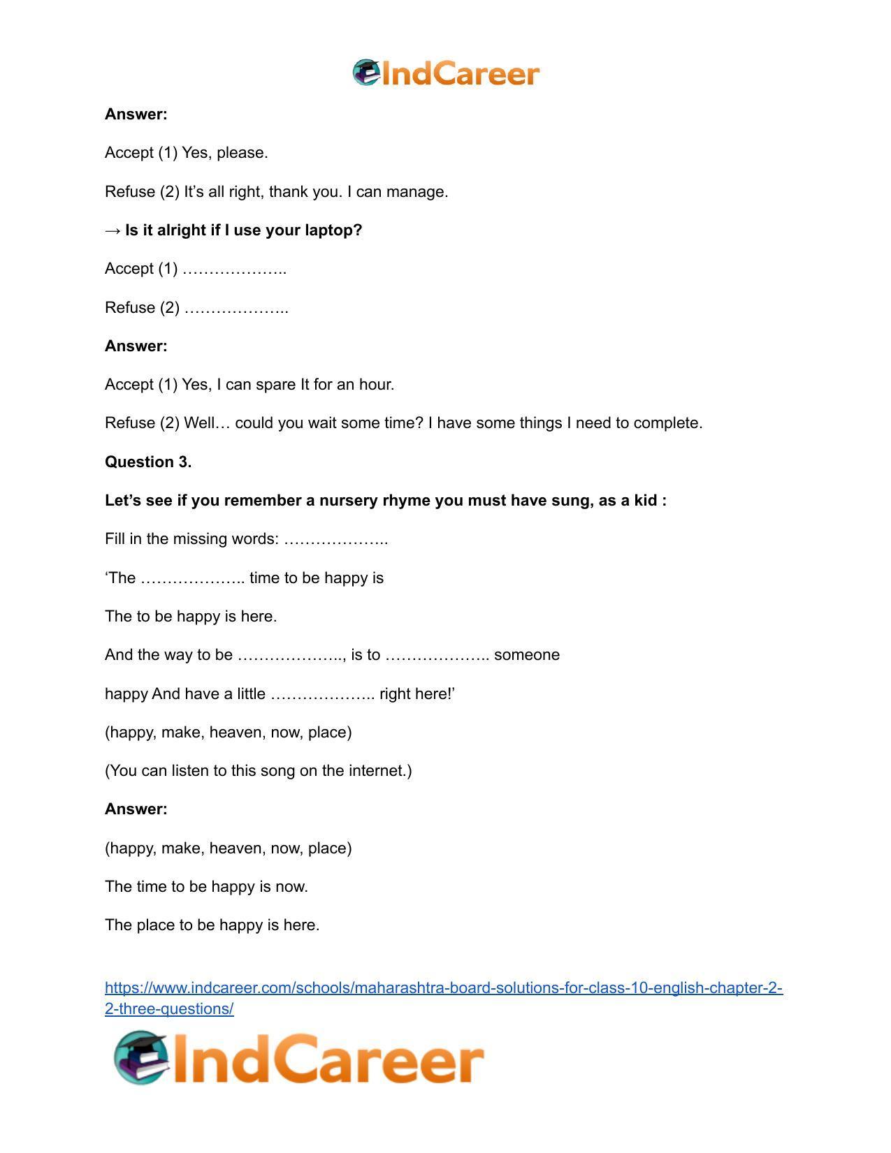 Maharashtra Board Solutions for Class 10- English: Chapter 2.2- Three Questions - Page 5
