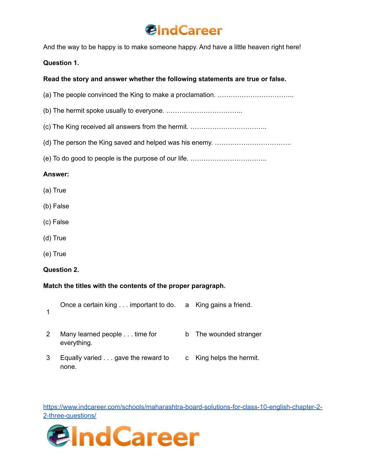 Maharashtra Board Solutions for Class 10- English: Chapter 2.2- Three Questions - Page 6