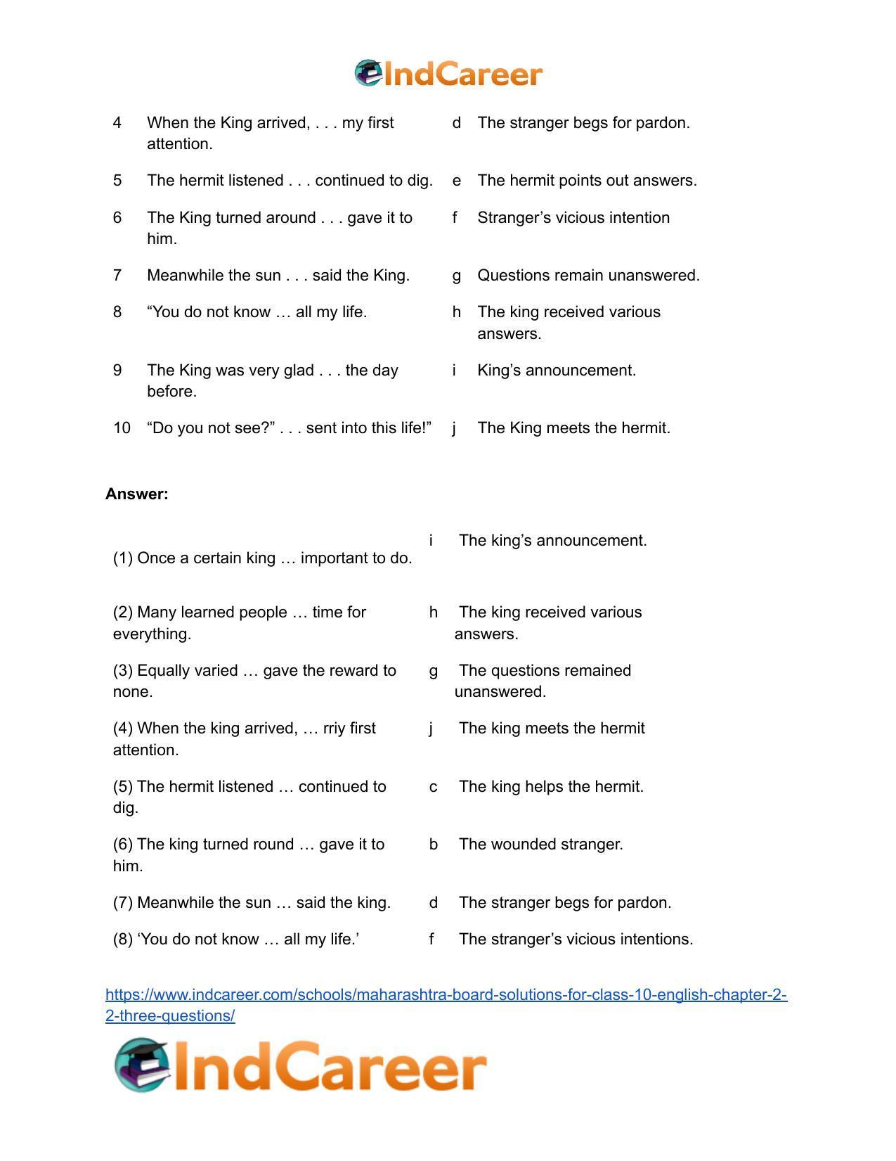 Maharashtra Board Solutions for Class 10- English: Chapter 2.2- Three Questions - Page 7