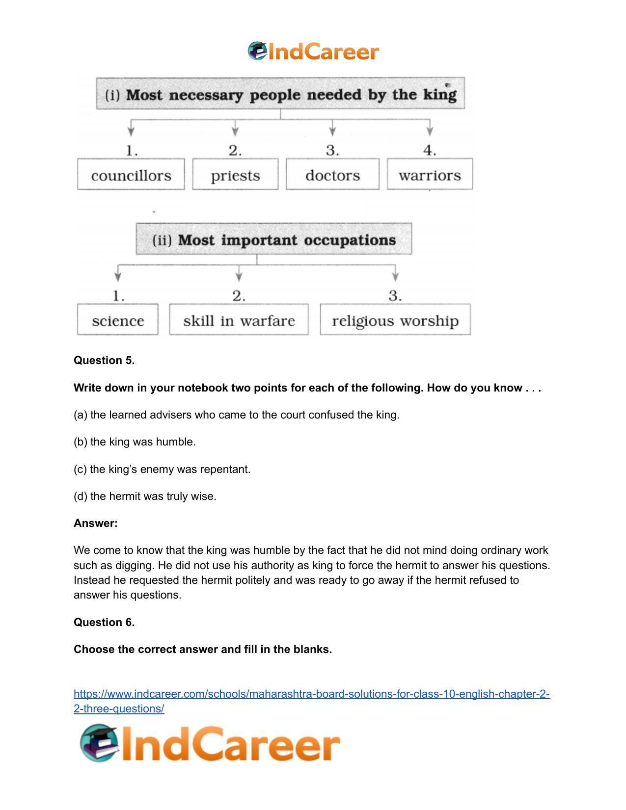 Maharashtra Board Solutions for Class 10- English: Chapter 2.2- Three Questions - Page 12