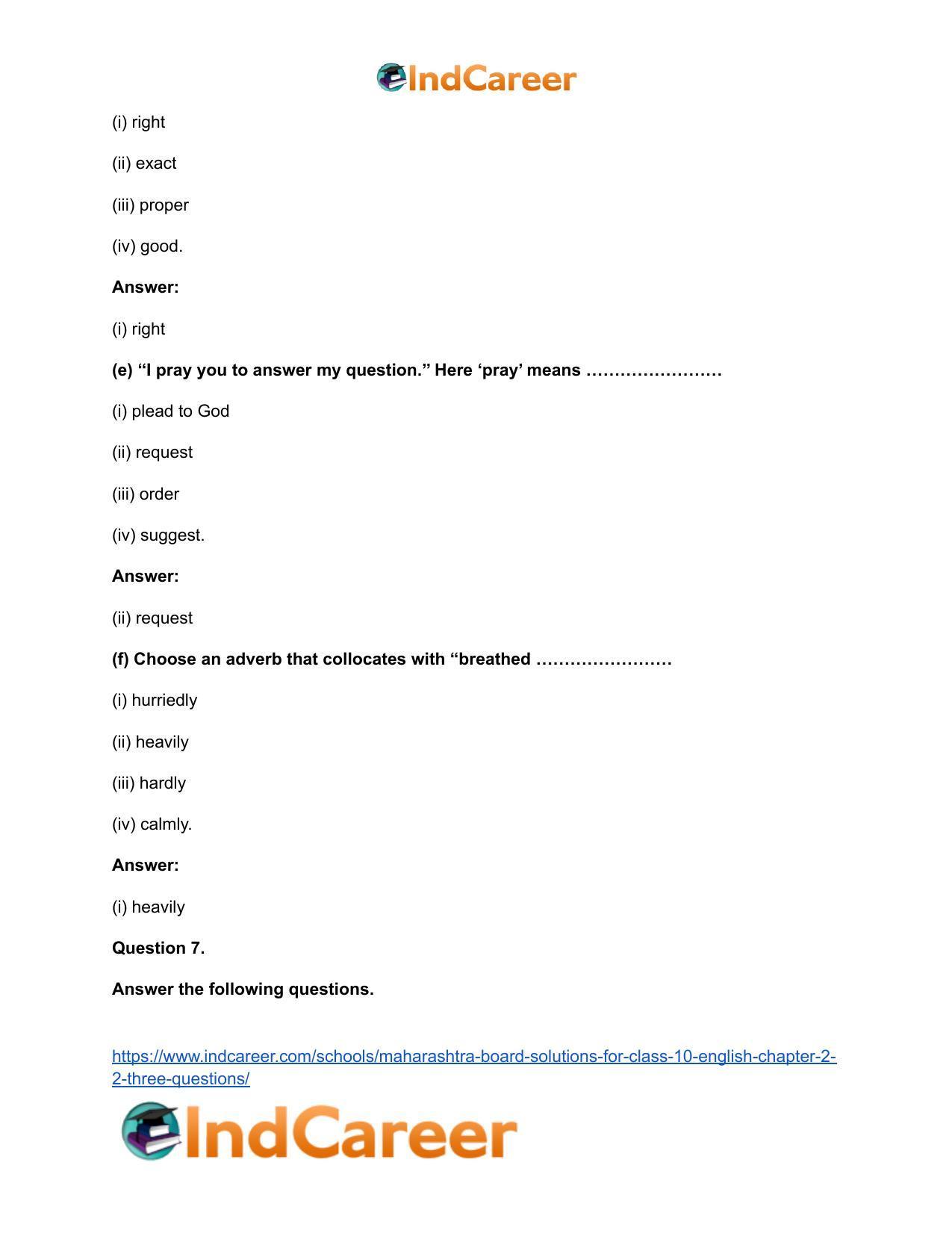Maharashtra Board Solutions for Class 10- English: Chapter 2.2- Three Questions - Page 14
