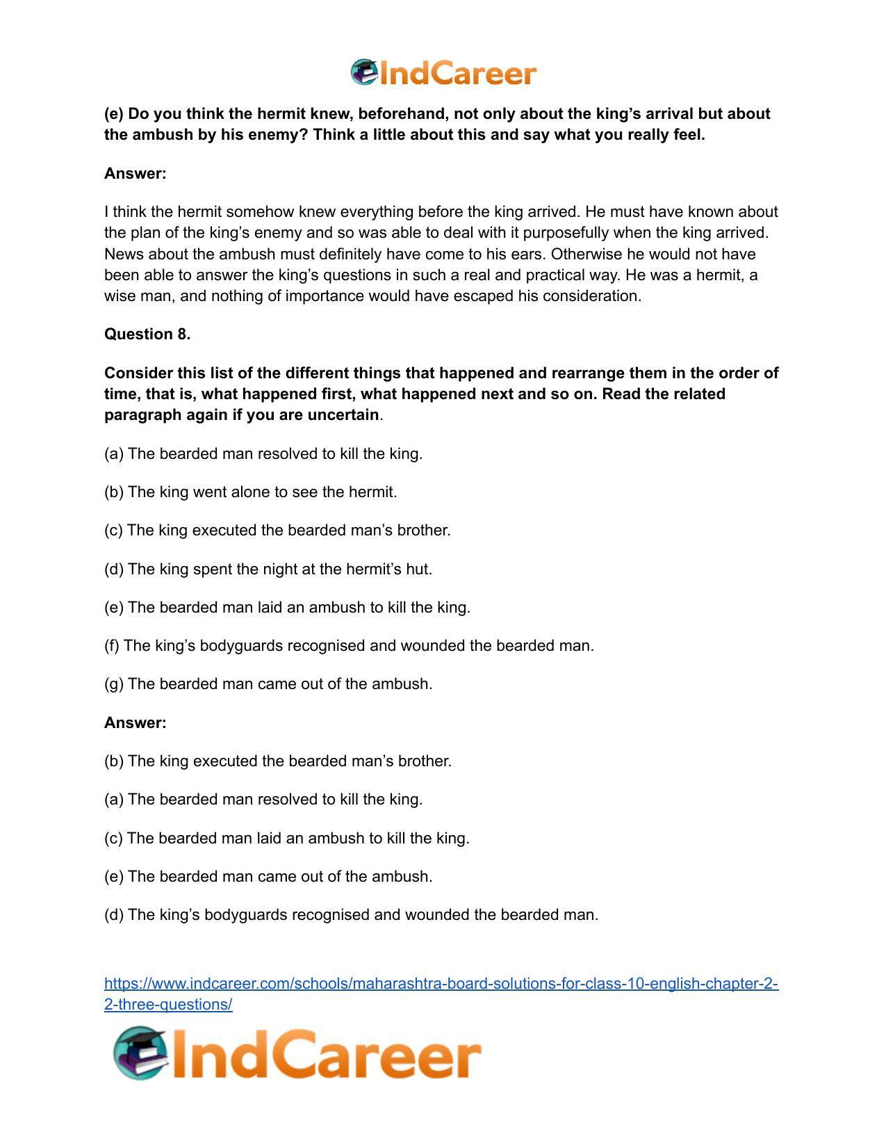 Maharashtra Board Solutions for Class 10- English: Chapter 2.2- Three Questions - Page 16