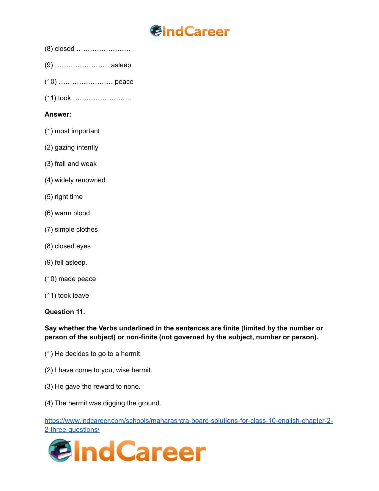 Maharashtra Board Solutions for Class 10- English: Chapter 2.2- Three Questions - Page 19