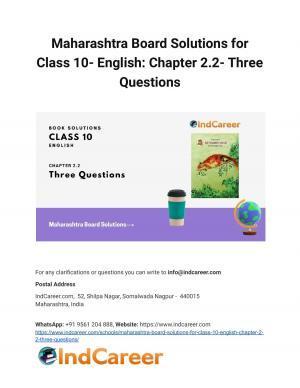 Maharashtra Board Solutions for Class 10- English: Chapter 2.2- Three Questions