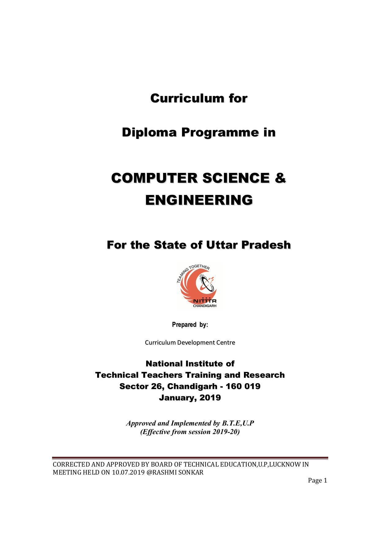 EFFECTIVE FROM JULY 2019-20 - SIX SEMESTER DIPLOMA COURSE IN COMPUTER SCIENCE & ENGINEERING - Page 1