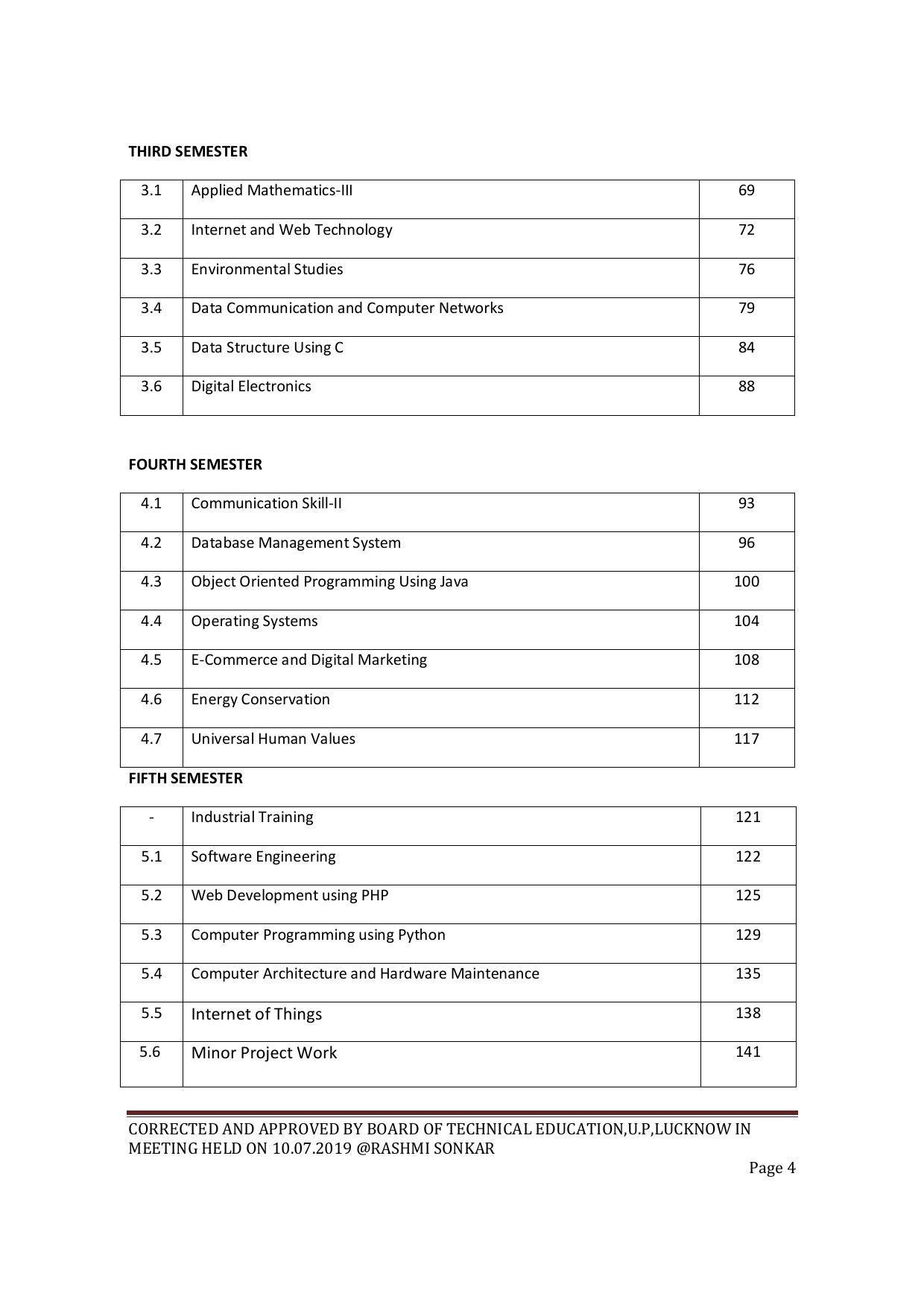 EFFECTIVE FROM JULY 2019-20 - SIX SEMESTER DIPLOMA COURSE IN COMPUTER SCIENCE & ENGINEERING - Page 4