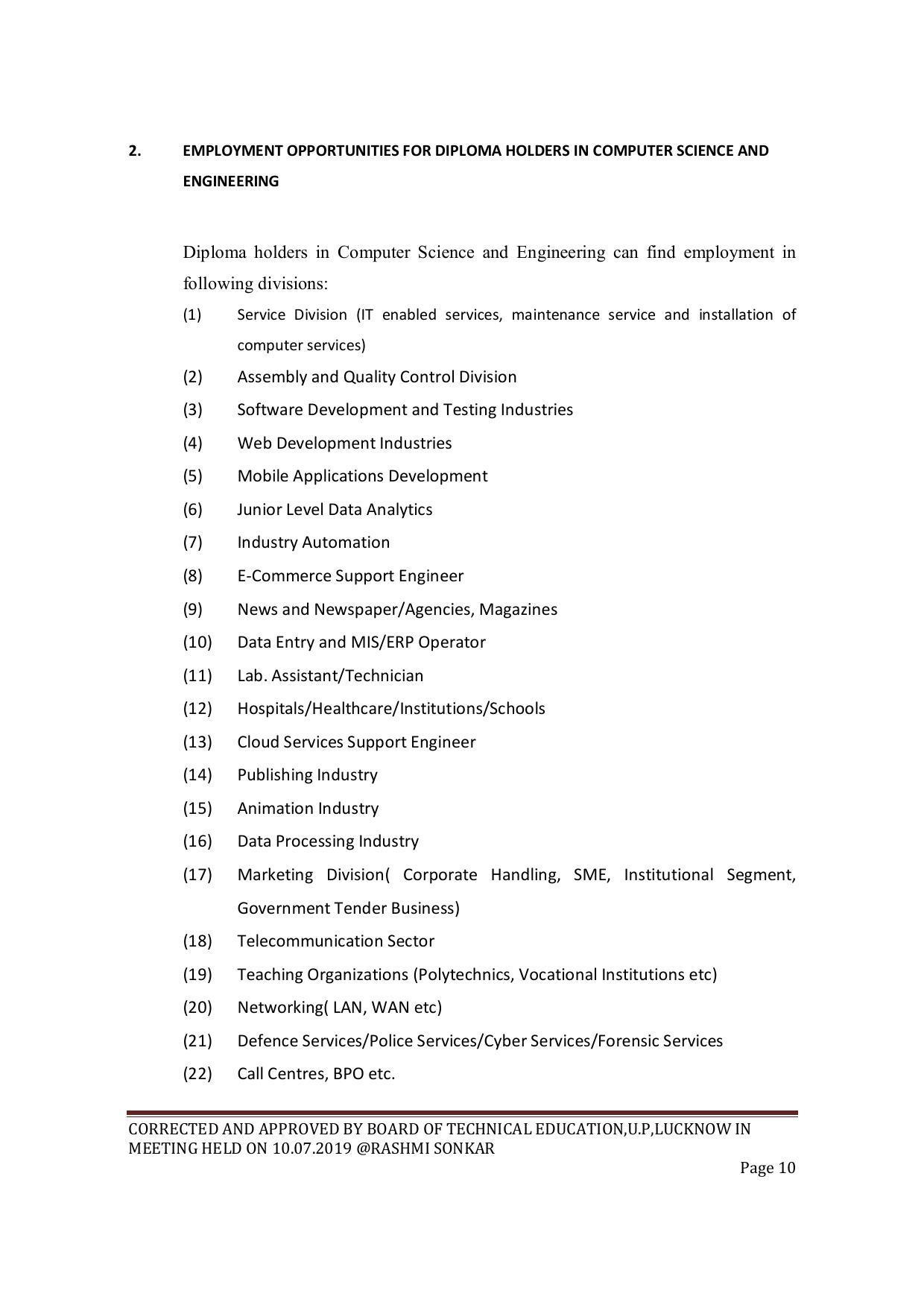 EFFECTIVE FROM JULY 2019-20 - SIX SEMESTER DIPLOMA COURSE IN COMPUTER SCIENCE & ENGINEERING - Page 10