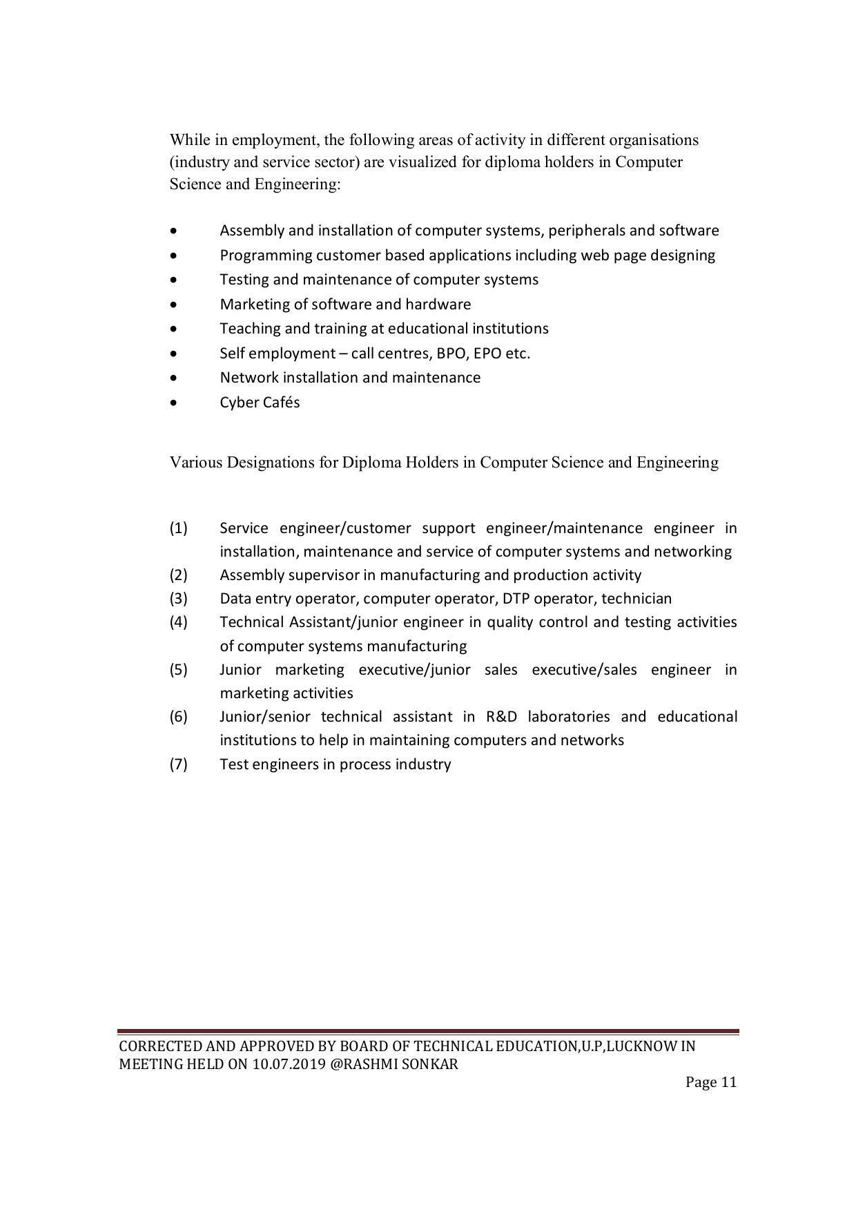 EFFECTIVE FROM JULY 2019-20 - SIX SEMESTER DIPLOMA COURSE IN COMPUTER SCIENCE & ENGINEERING - Page 11