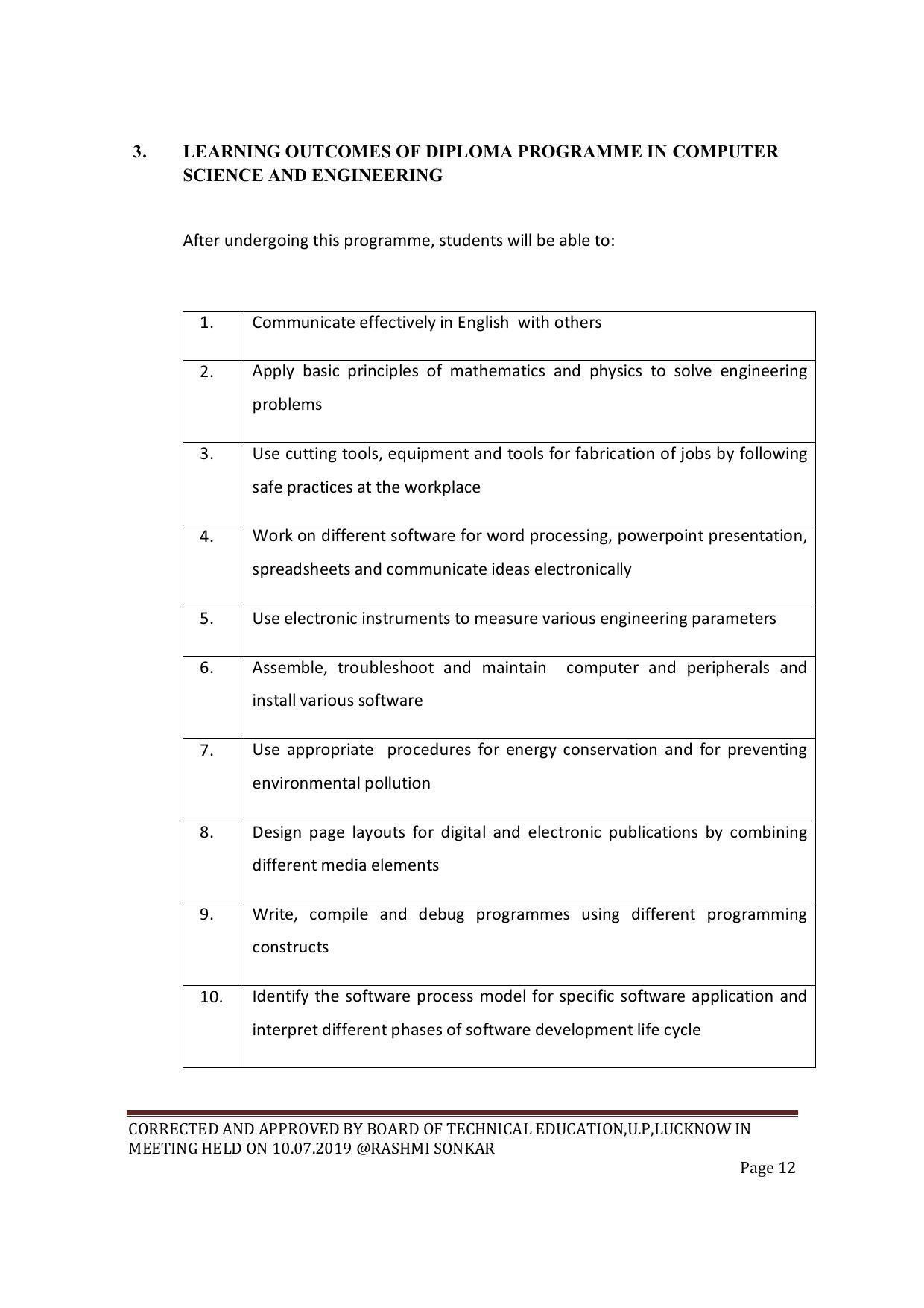 EFFECTIVE FROM JULY 2019-20 - SIX SEMESTER DIPLOMA COURSE IN COMPUTER SCIENCE & ENGINEERING - Page 12