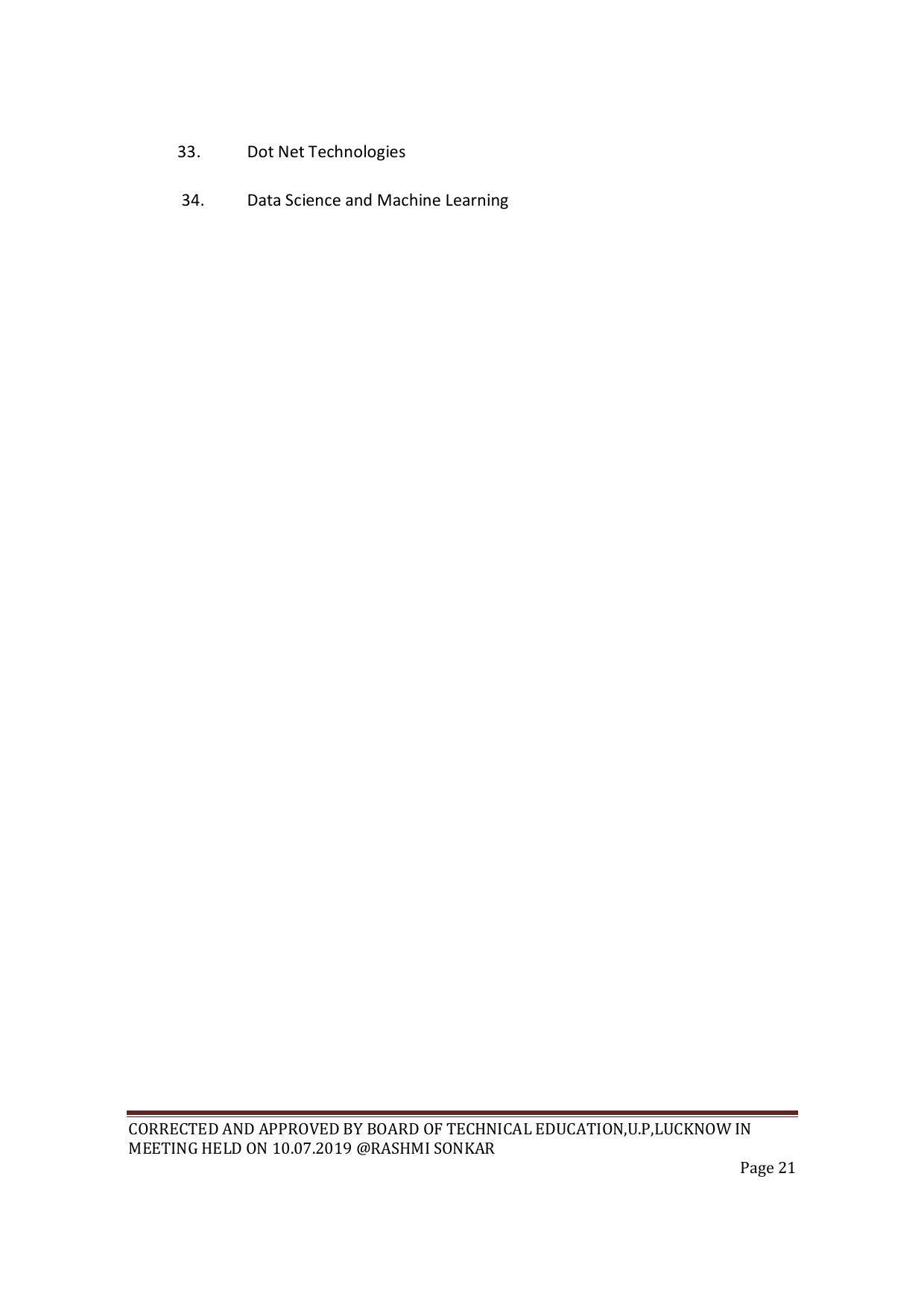 EFFECTIVE FROM JULY 2019-20 - SIX SEMESTER DIPLOMA COURSE IN COMPUTER SCIENCE & ENGINEERING - Page 21