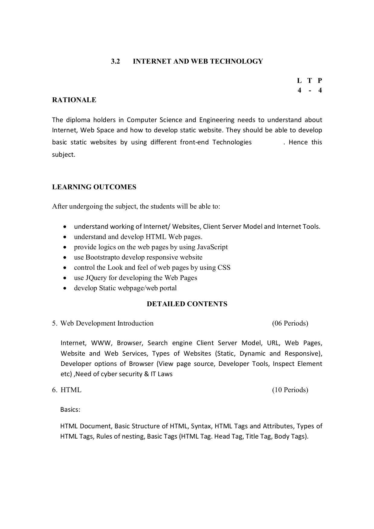 EFFECTIVE FROM JULY 2019-20 - SIX SEMESTER DIPLOMA COURSE IN COMPUTER SCIENCE & ENGINEERING - Page 95