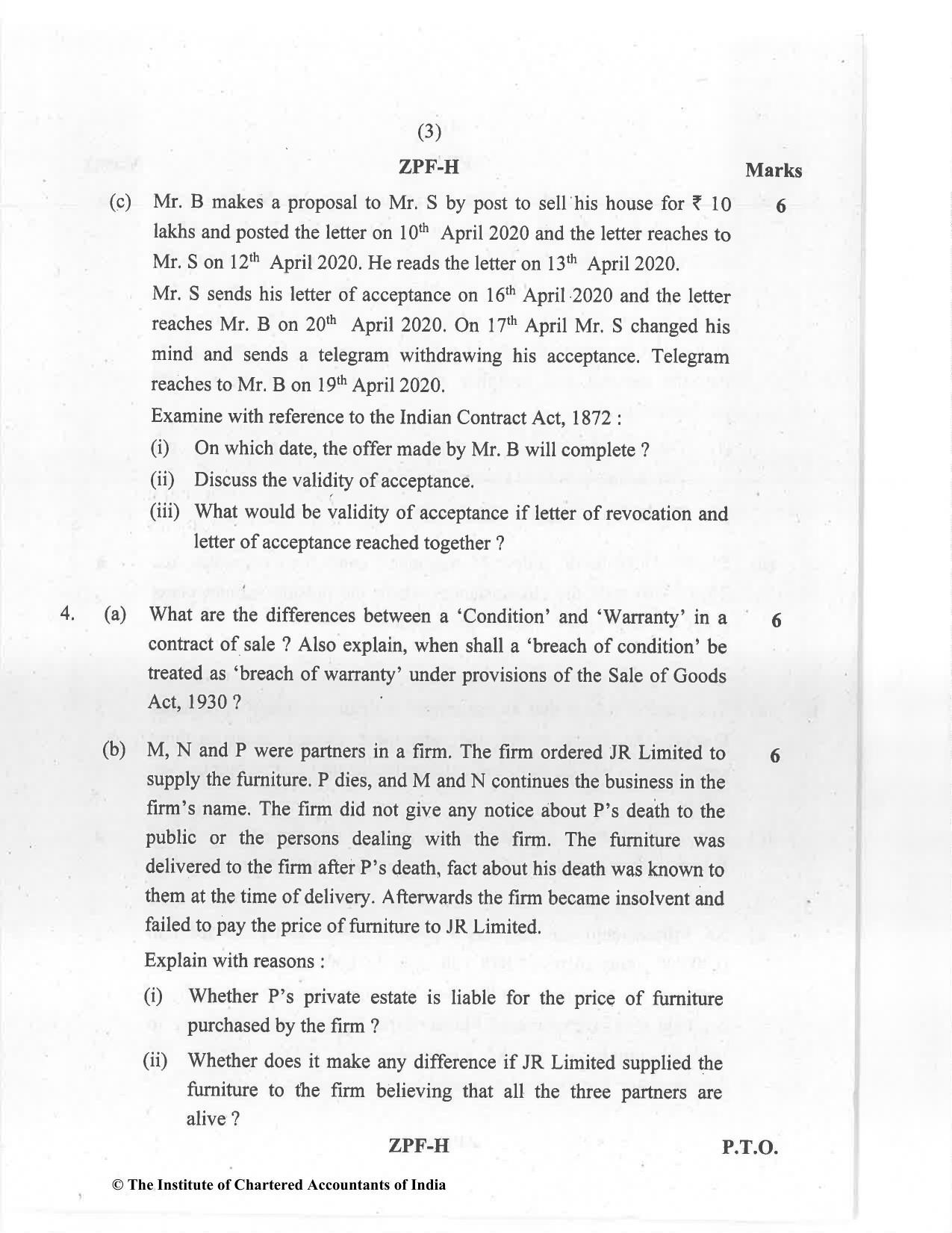 CA Foundation December 2020 Question Paper - Paper 2 (Business Laws and Business Correspondence and Reporting) - Page 3
