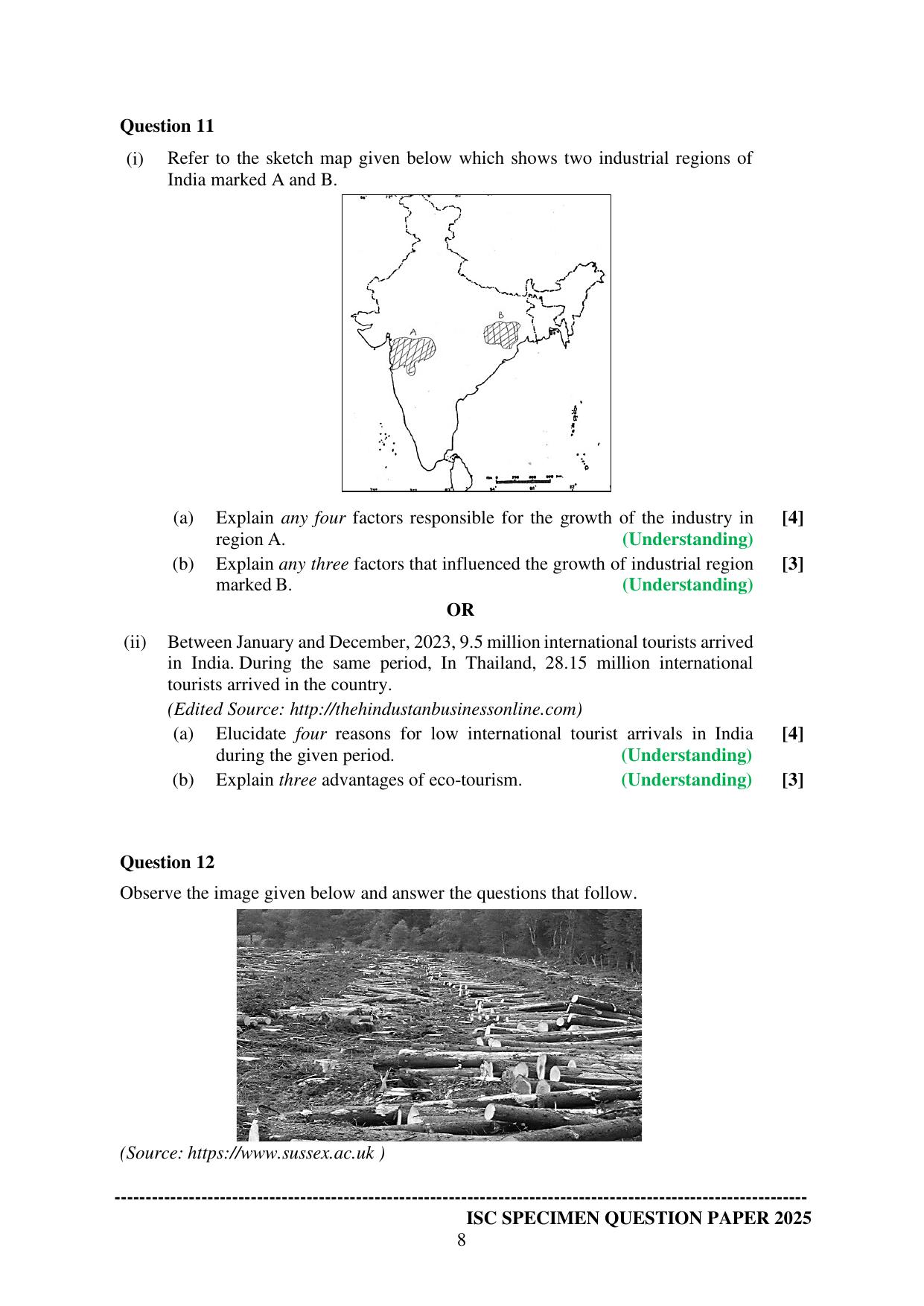 ISC Class 12 2025 GEOGRAPHY (SQP & AK) Specimen Paper - Page 8