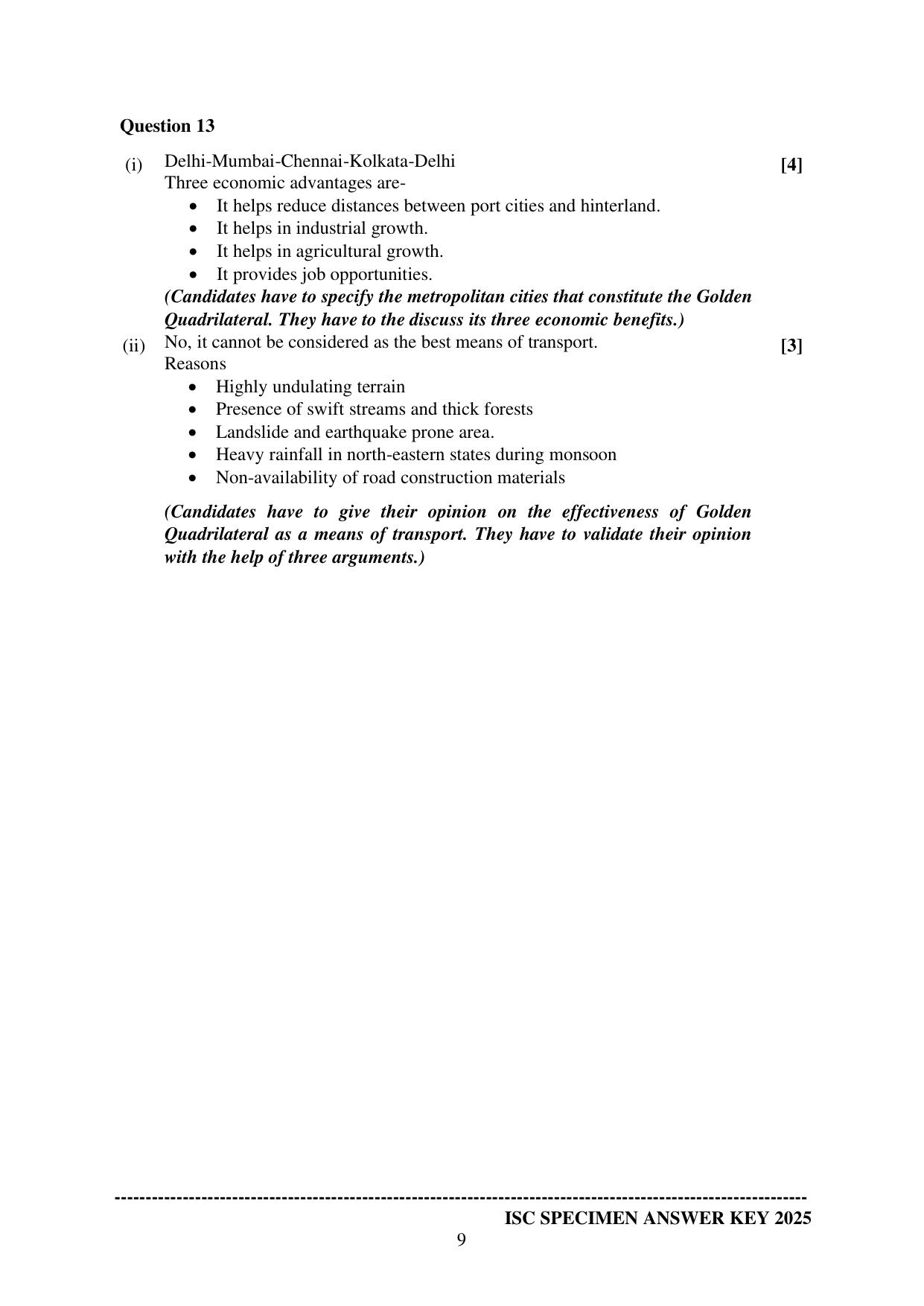 ISC Class 12 2025 GEOGRAPHY (SQP & AK) Specimen Paper - Page 19
