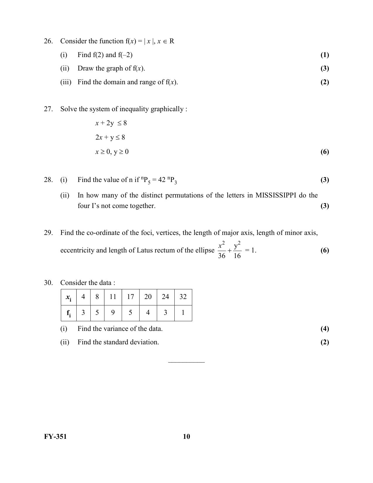 Kerala Plus One 2021 Maths (Commerce) Question Papers (Model) - Page 10