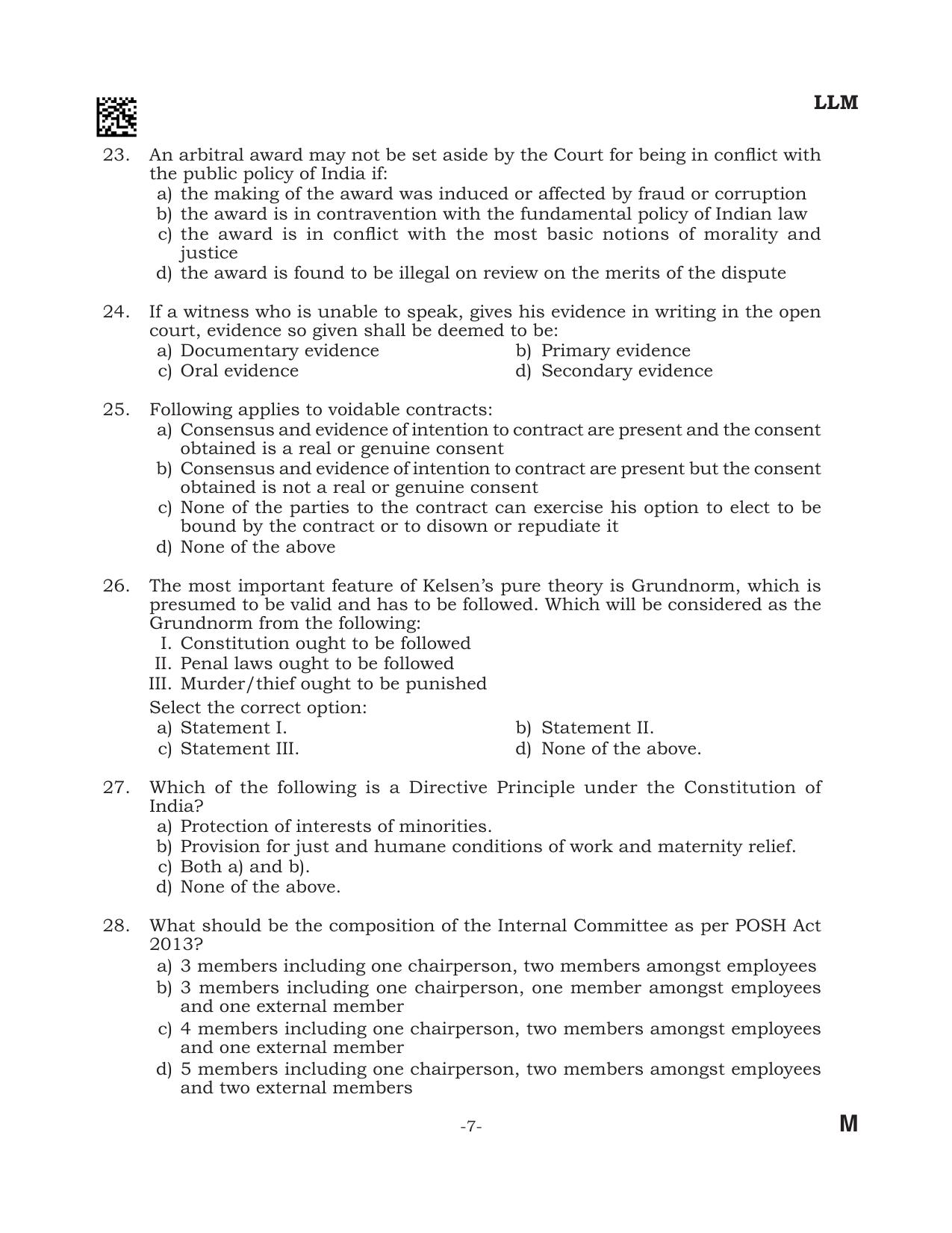 AILET 2024 Question Paper for LLM - Page 7